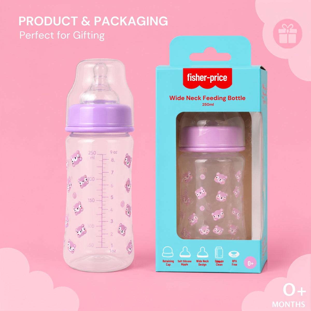 Wide Neck Baby Feeding Bottle - 250 ml