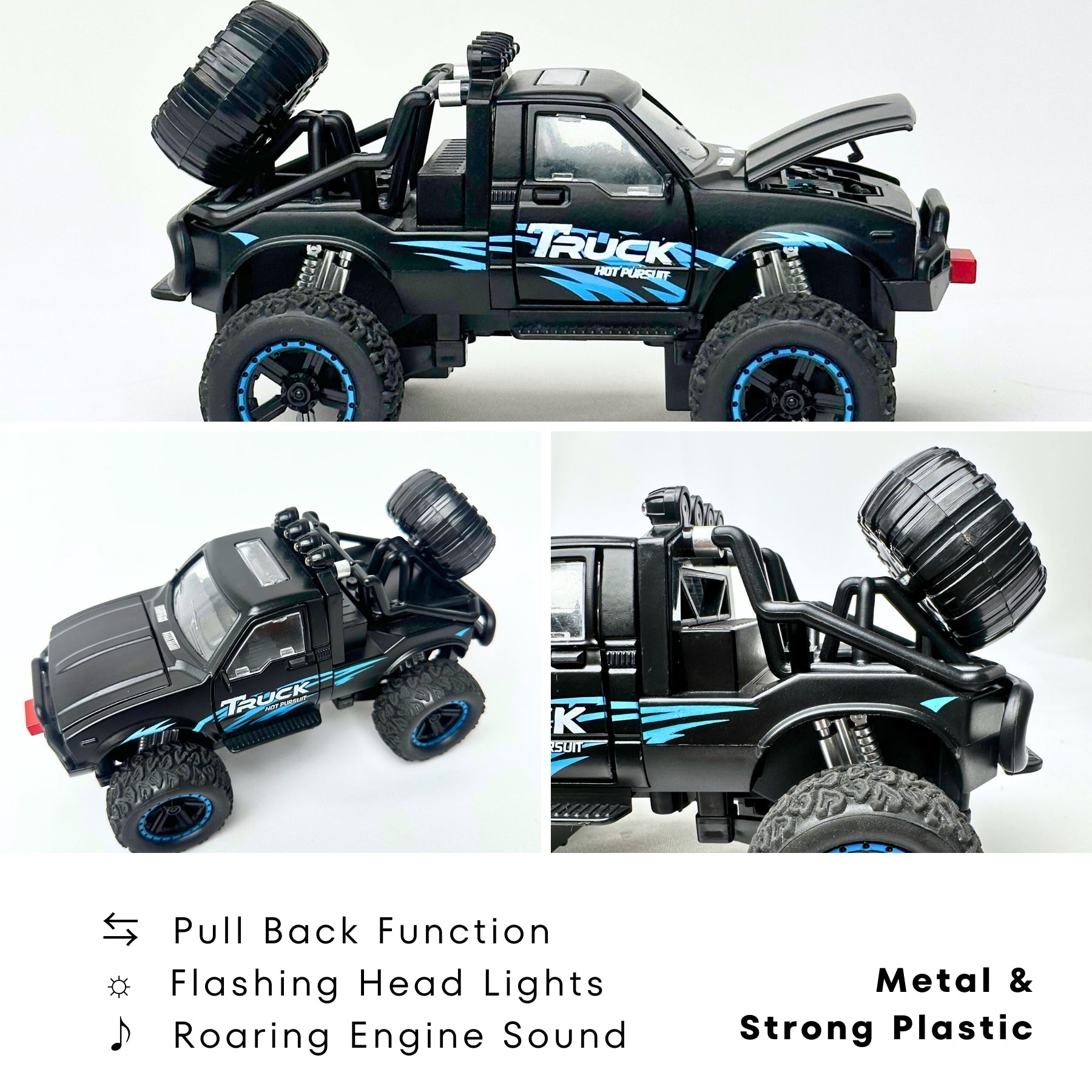 1:24 Die Cast Off Road Monster Car With Metal Body | Black