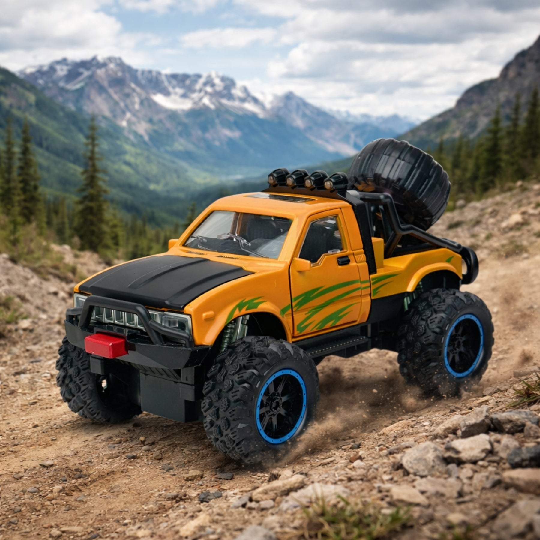 1:24 Die Cast Off Road Monster Car With Metal Body | Yellow