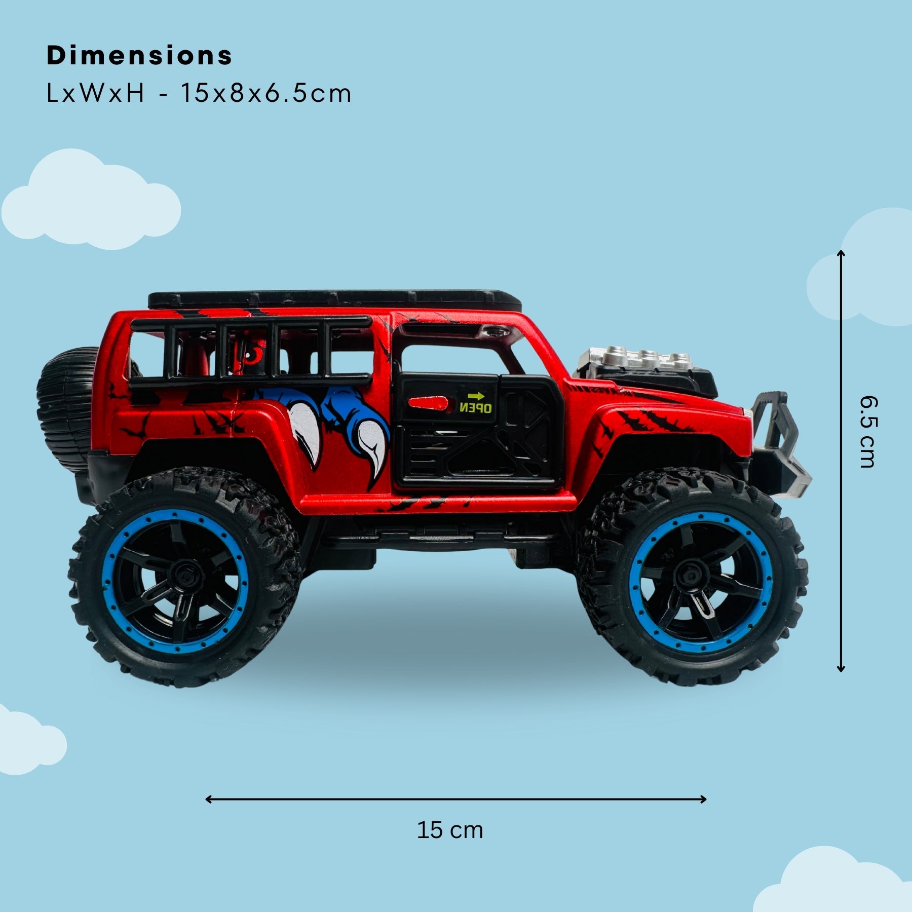 1:32 Die-Cast Off Road Monster Car With Metal Body - 4 Seater | Red