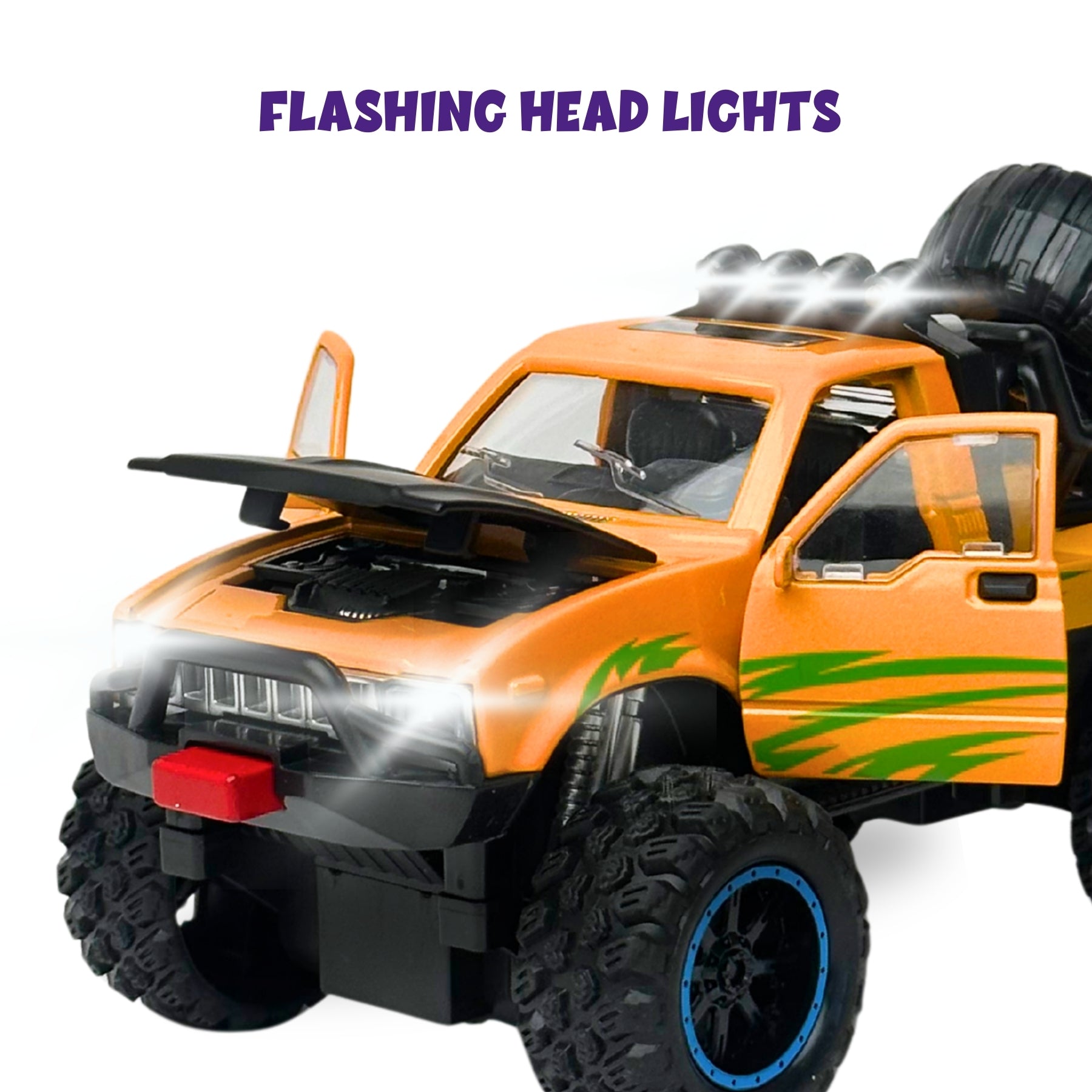 1:24 Die Cast Off Road Monster Car With Metal Body | Yellow