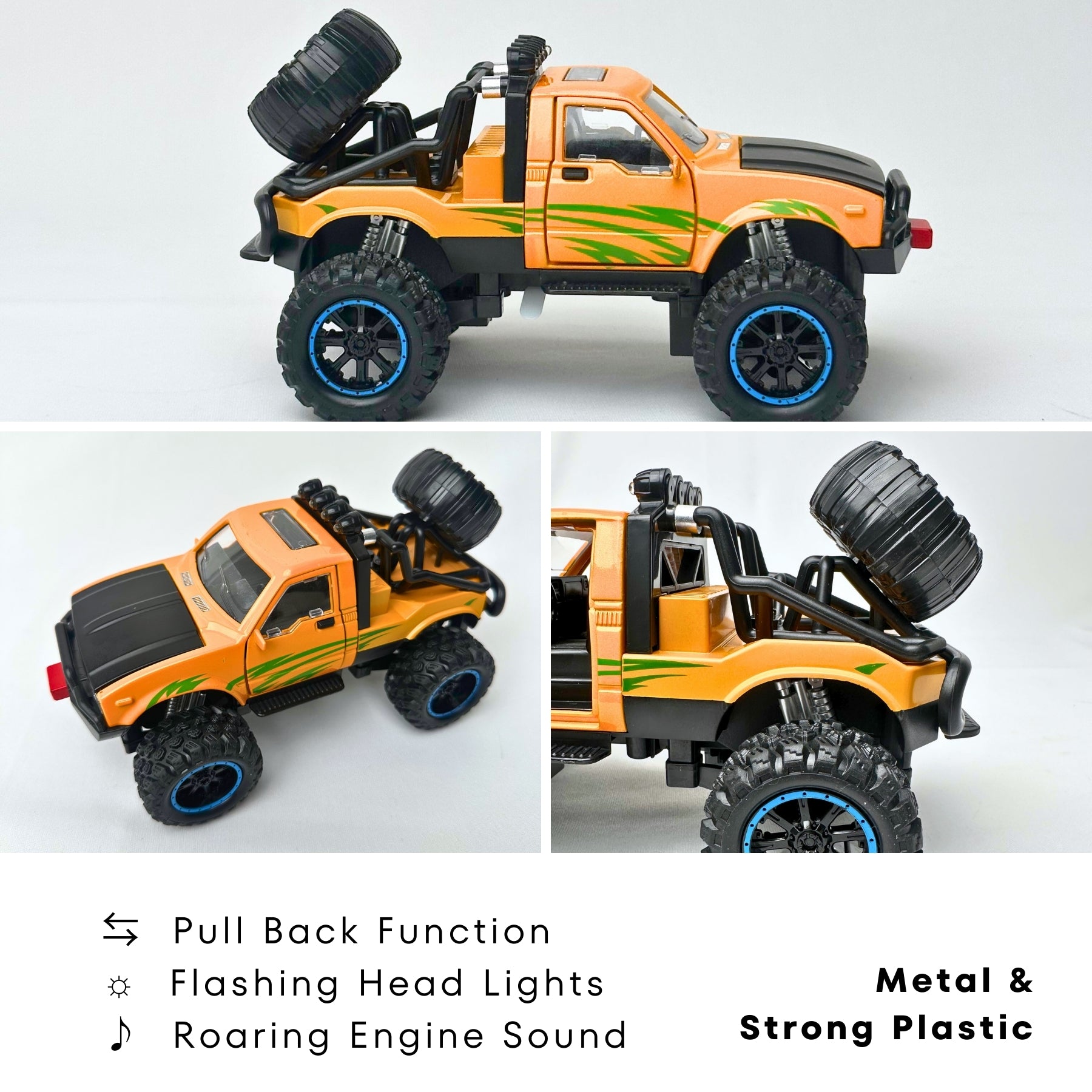 1:24 Die Cast Off Road Monster Car With Metal Body | Yellow