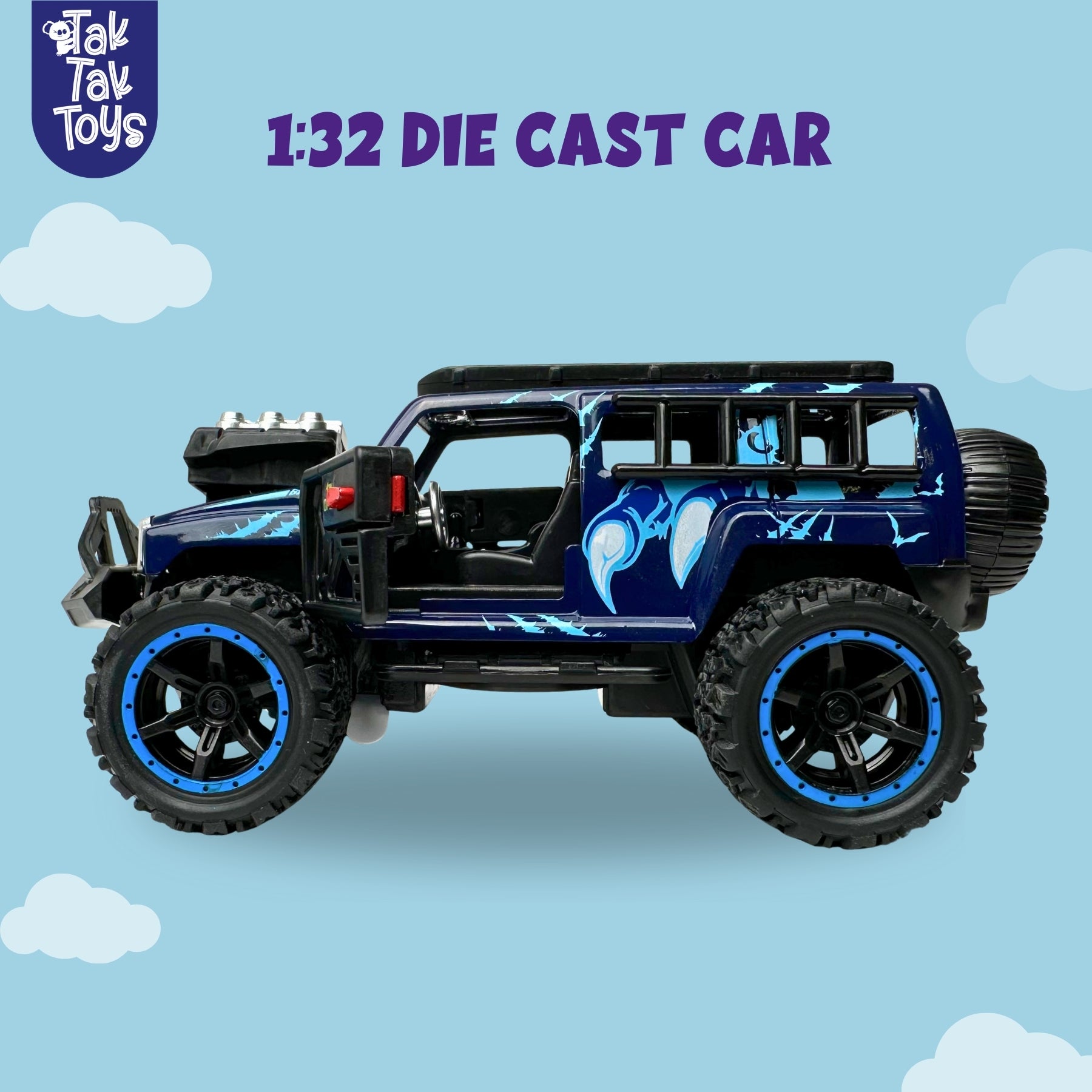 1:32 Die-Cast Off Road Monster Car With Metal Body - 4 Seater | Blue
