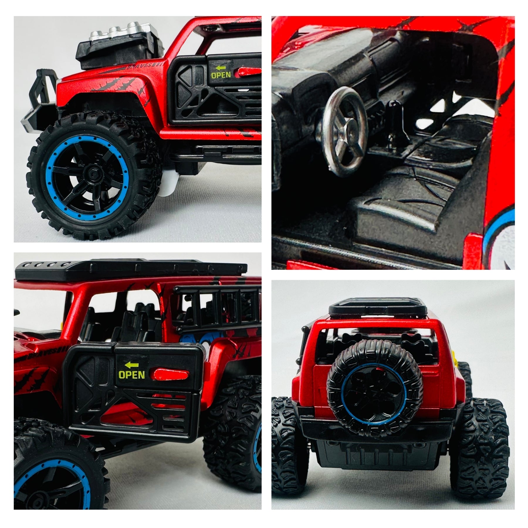 1:32 Die Cast Off Road Monster Car With Metal Body - 4 Seater | Red