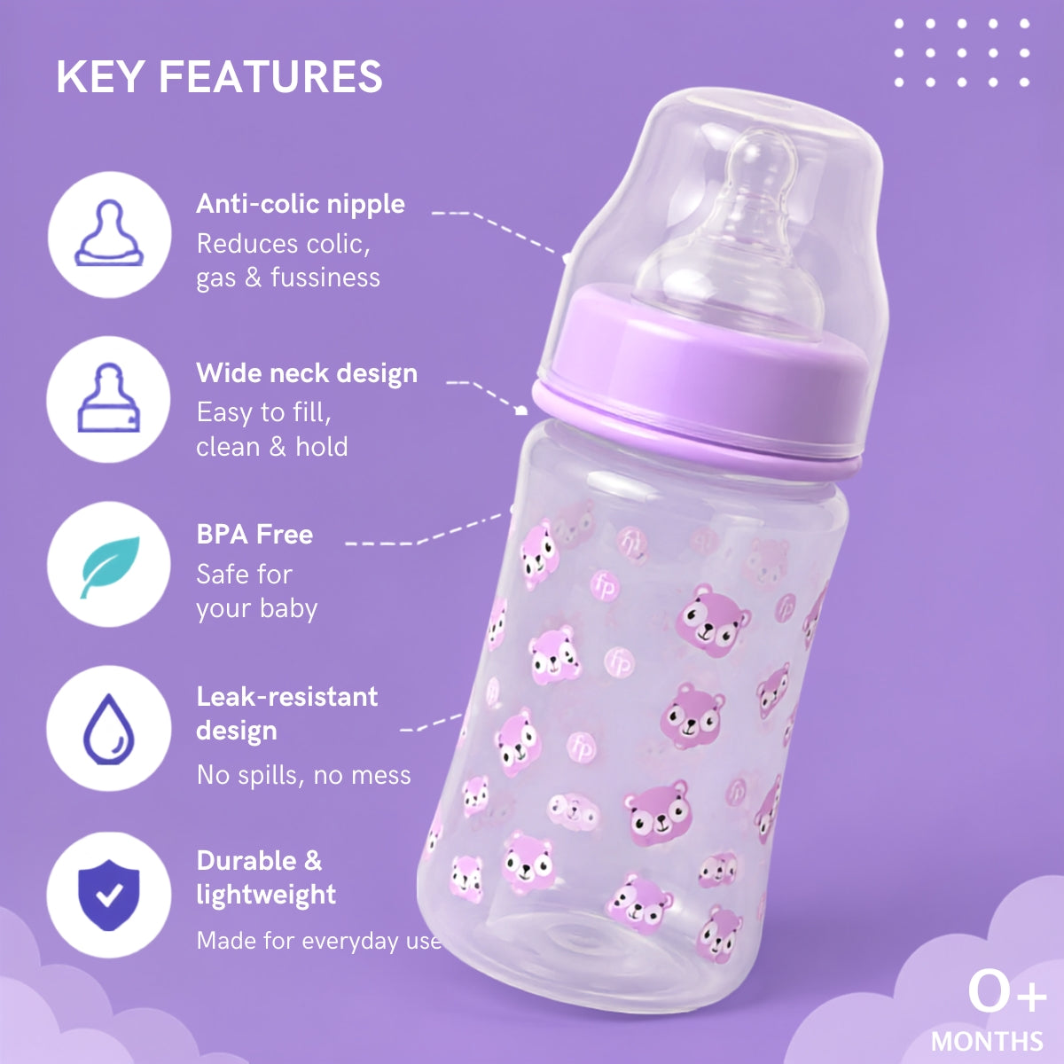 Wide Neck Baby Feeding Bottle - 150 ml