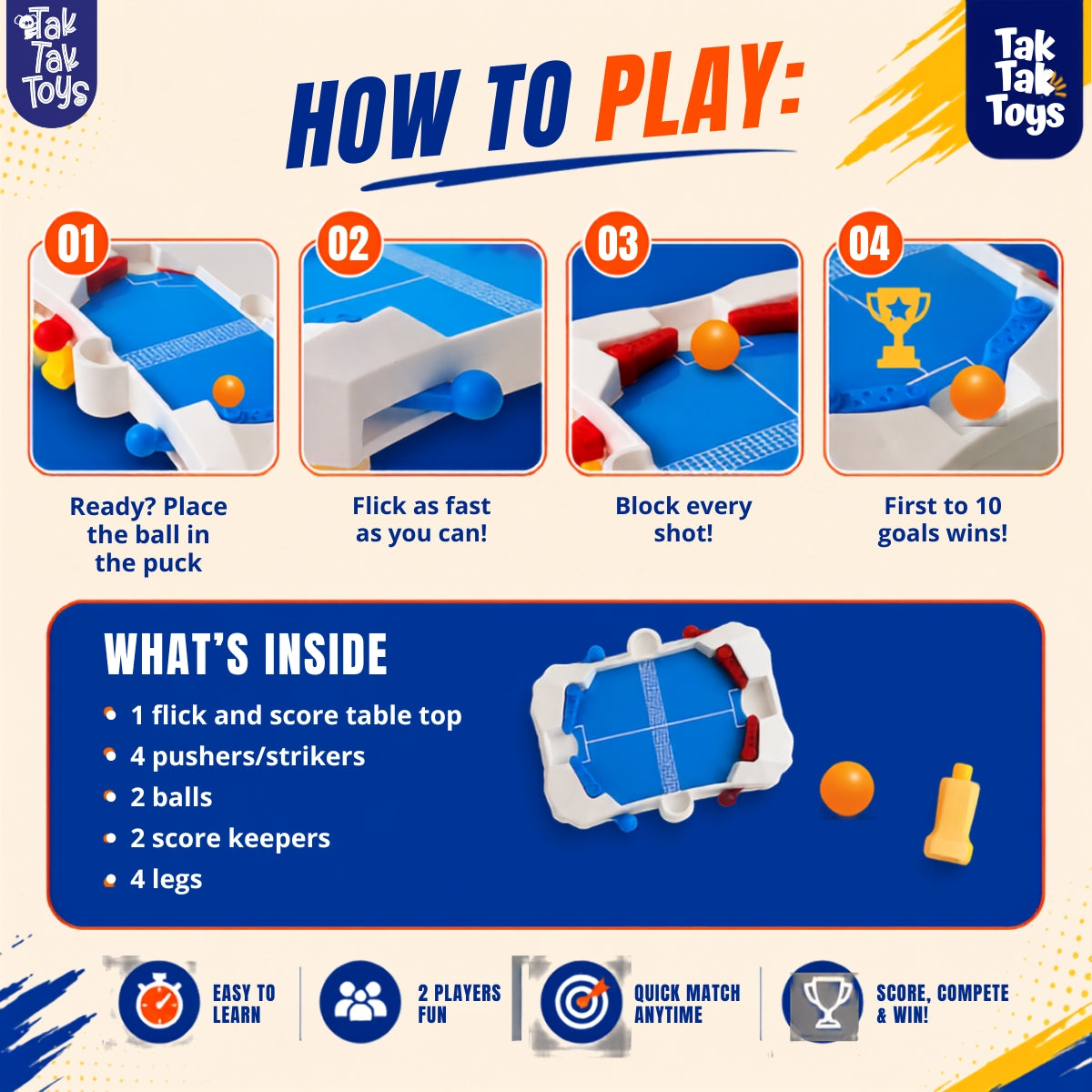 Flick & Score Tabletop Game - 3 Ways to Play, 3+ Years