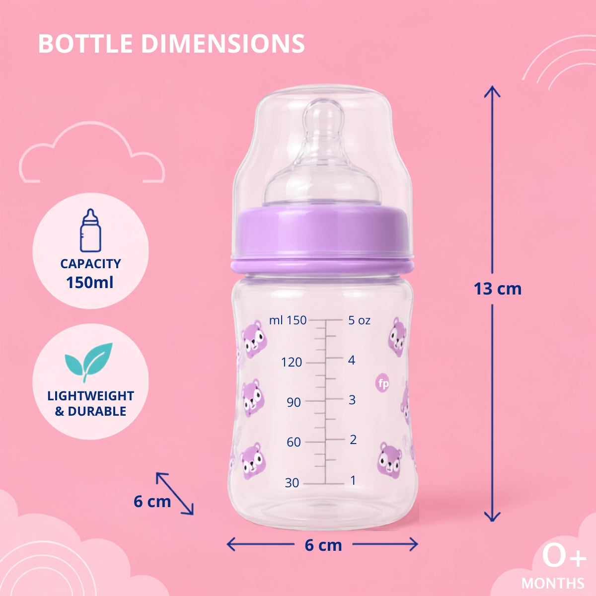 Wide Neck Baby Feeding Bottle - 150 ml
