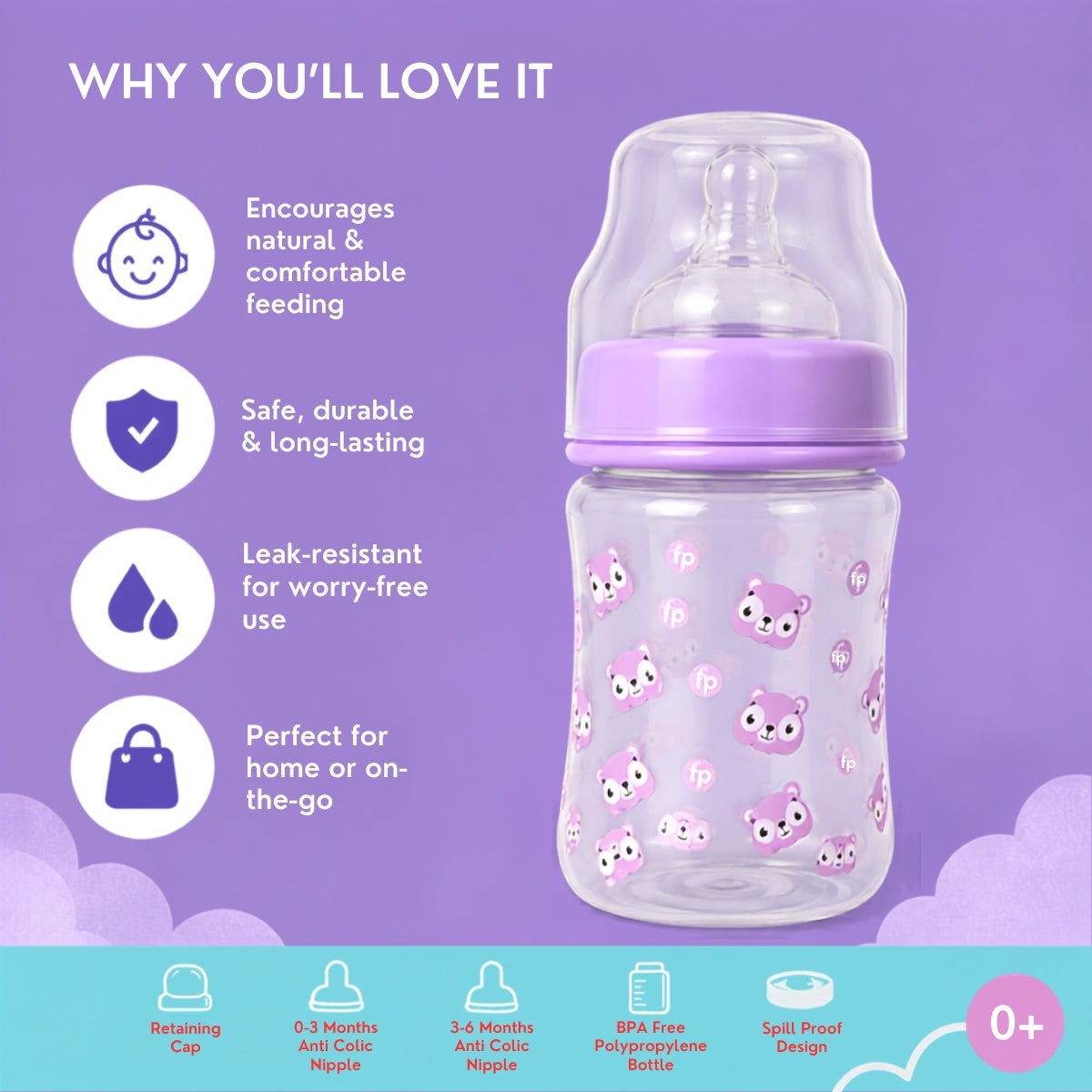 Wide Neck Baby Feeding Bottle - 150 ml