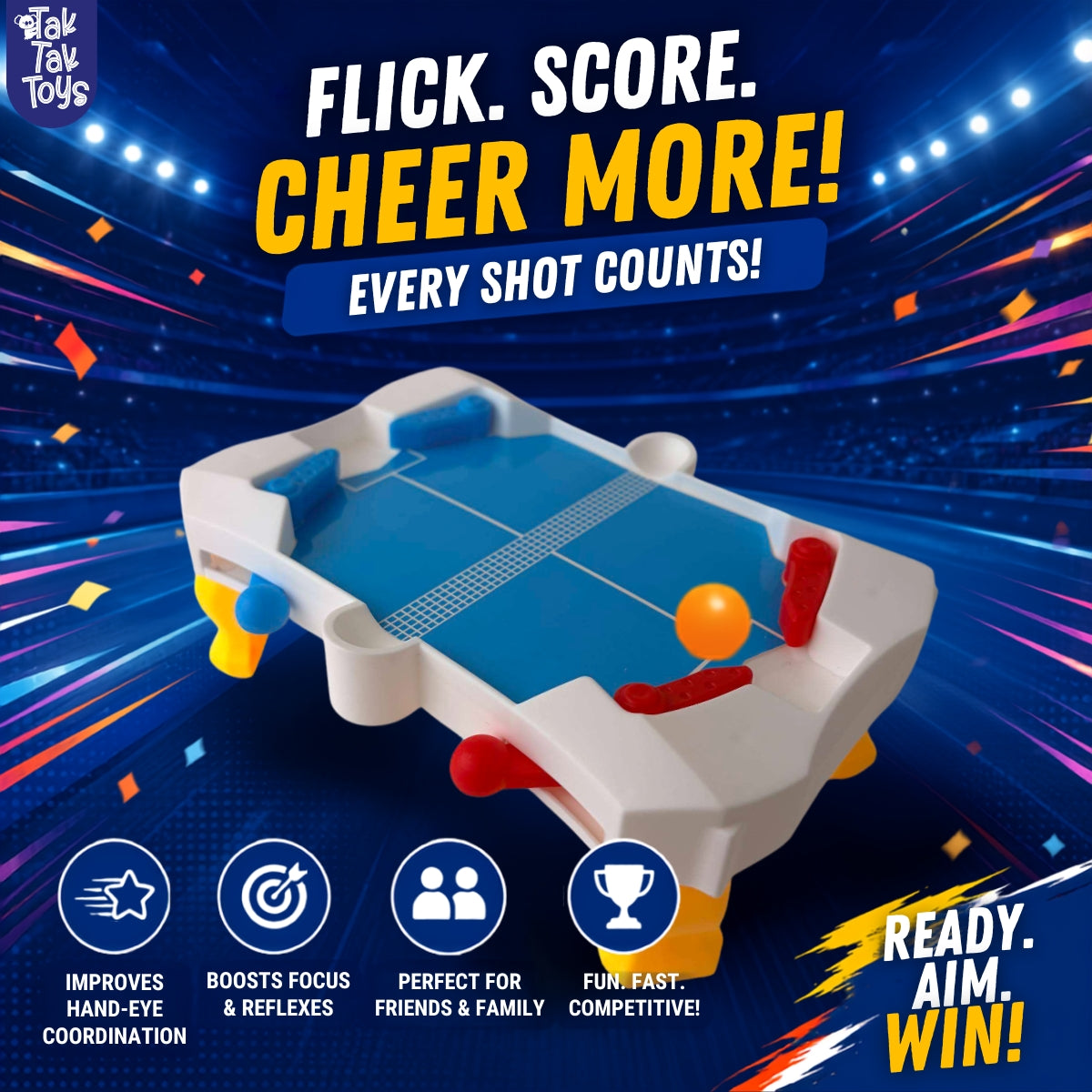 Flick & Score Tabletop Game - 3 Ways to Play, 3+ Years