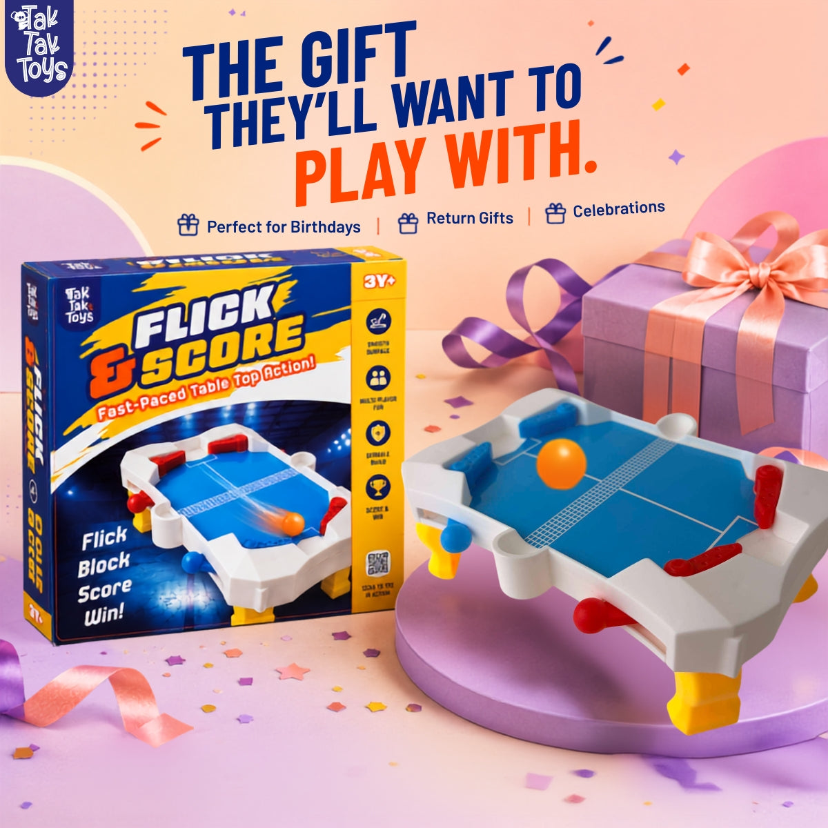 Flick & Score Tabletop Game - 3 Ways to Play, 3+ Years