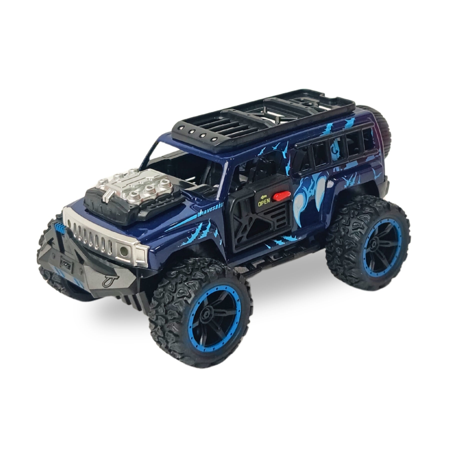 1:32 Die Cast Off Road Monster Car With Metal Body - 4 Seater | Blue