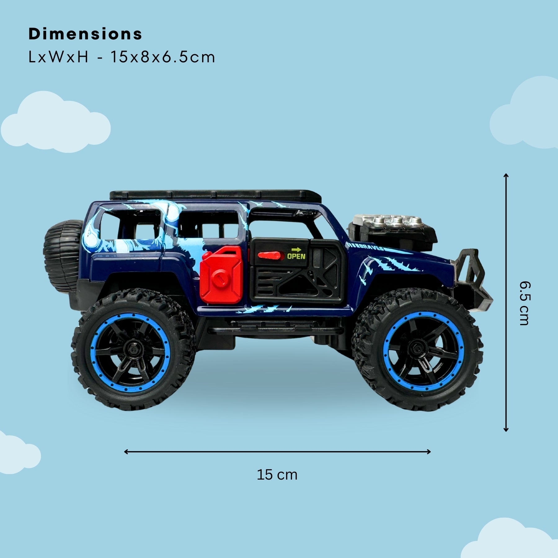 1:32 Die-Cast Off Road Monster Car With Metal Body - 4 Seater | Blue