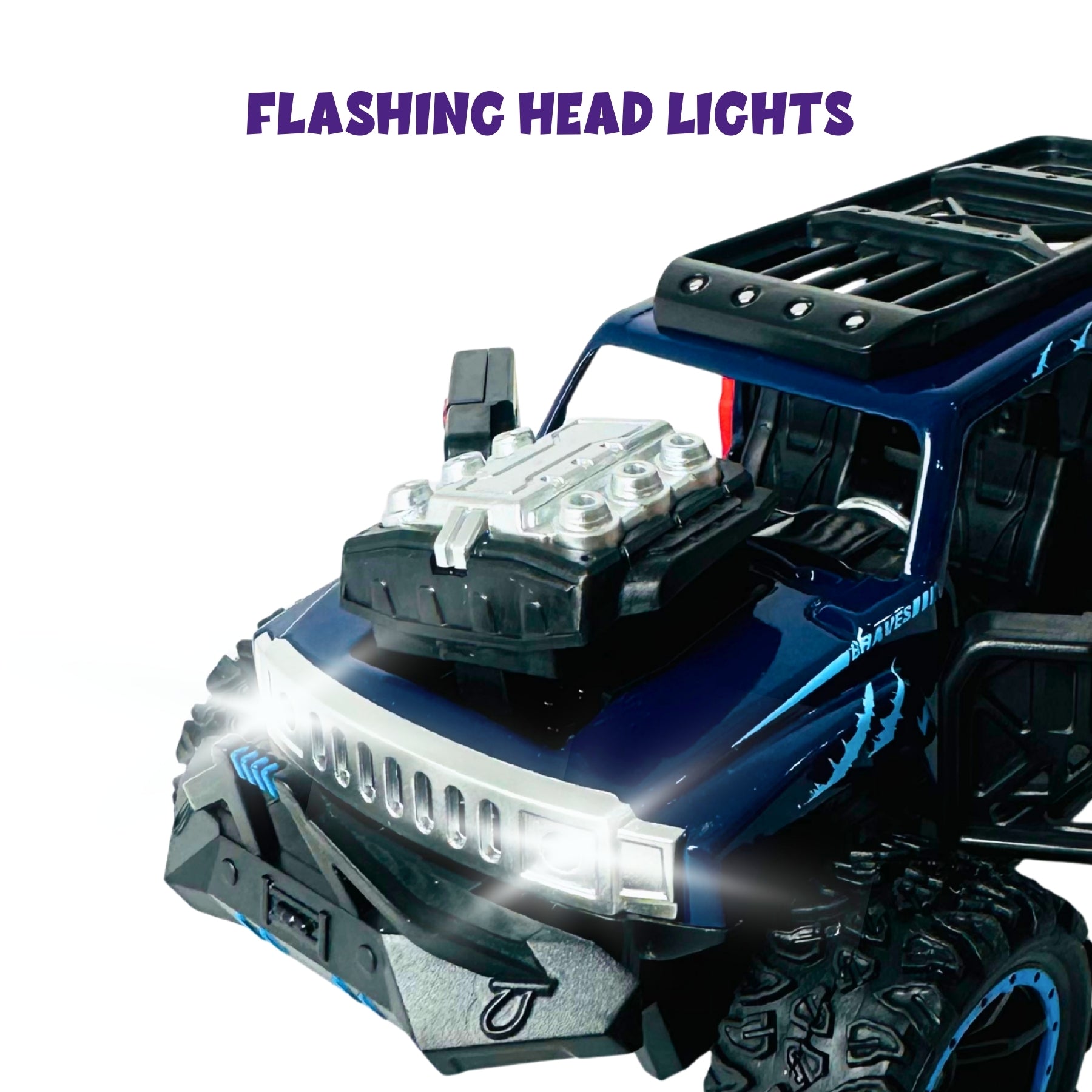 1:32 Die Cast Off Road Monster Car With Metal Body - 4 Seater | Blue