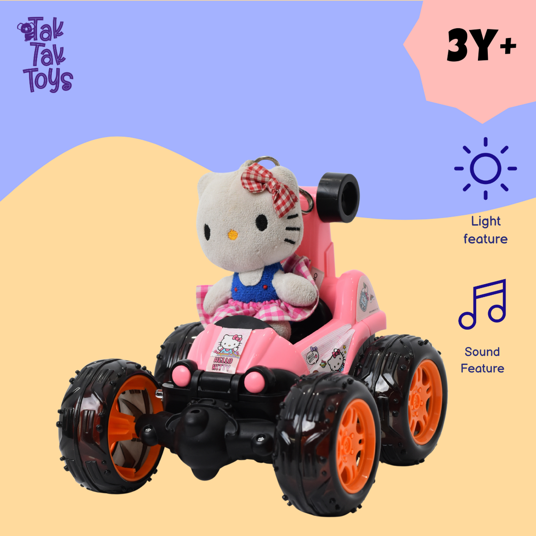 Tak Tak Toys Hello Kitty Spin RC Car with Lights & Sound For Kids