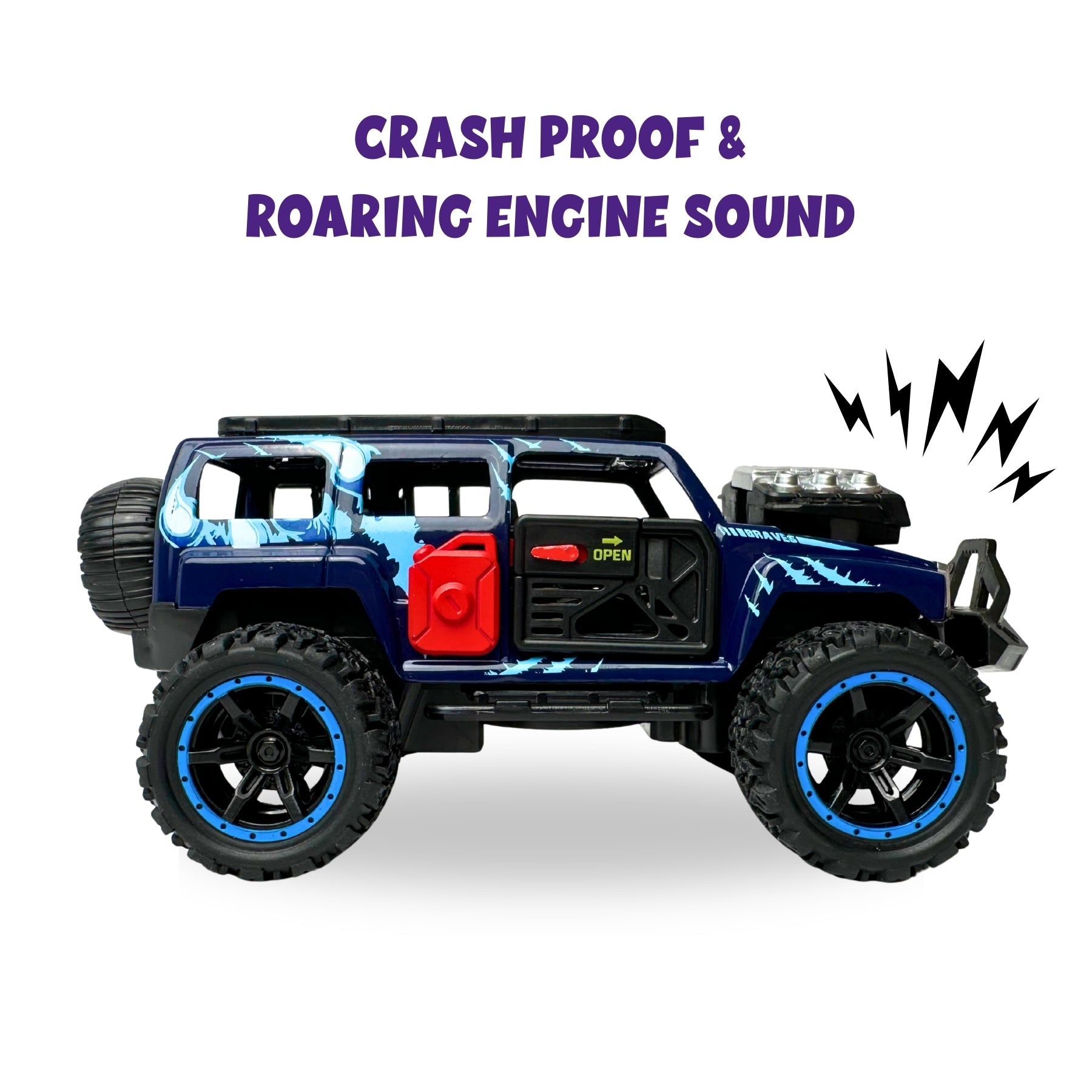 1:32 Die Cast Off Road Monster Car With Metal Body - 4 Seater | Blue