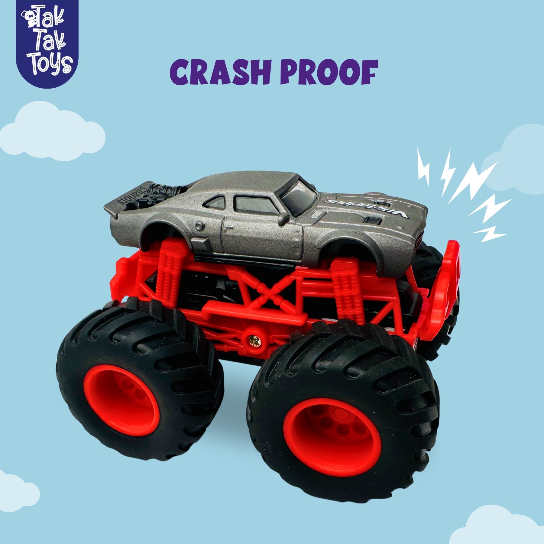 1:64 Die-Cast Off Road Monster Car With Metal Body | Grey/Red