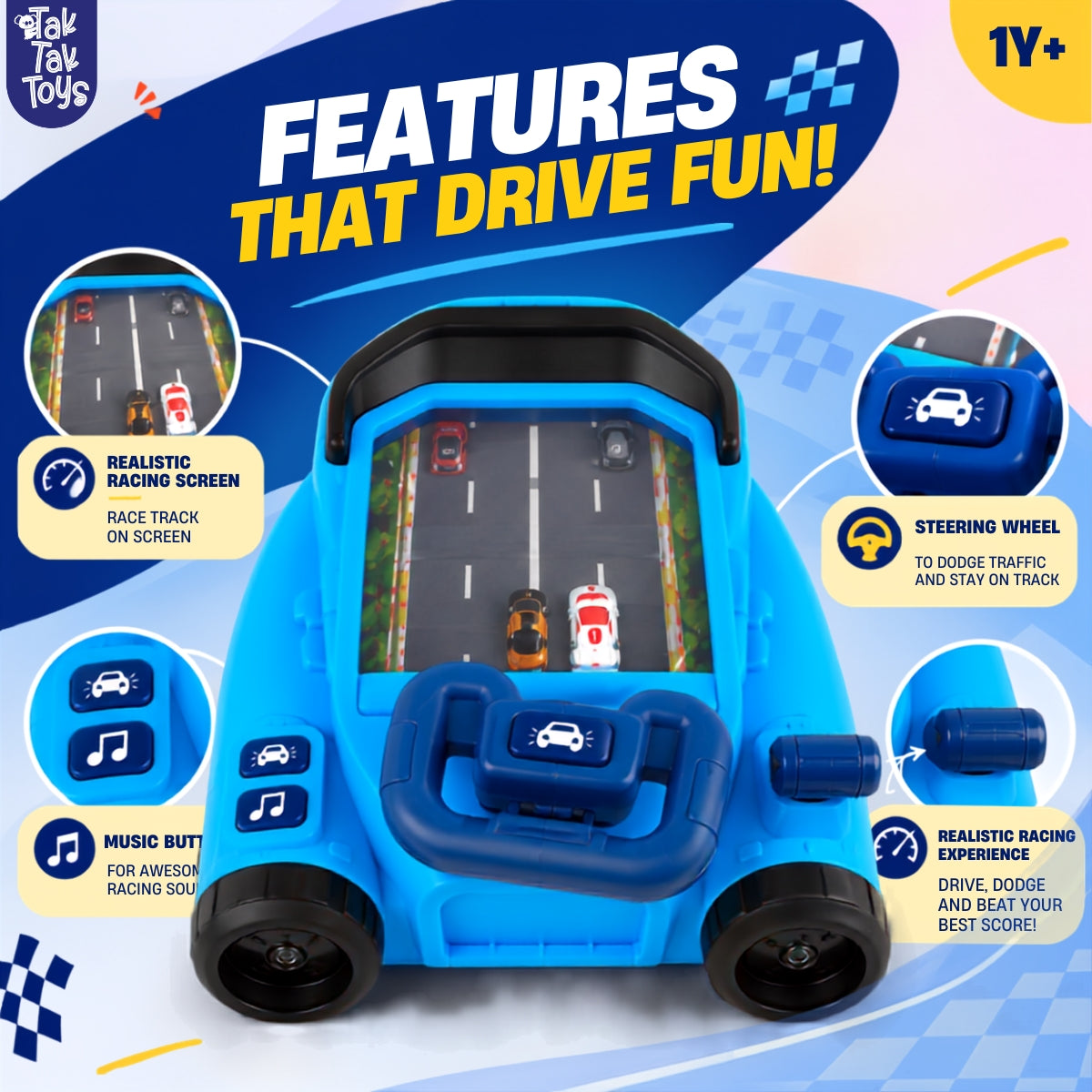 Road Racer - Steering Wheel Racing Toy, Ages 1+ Years