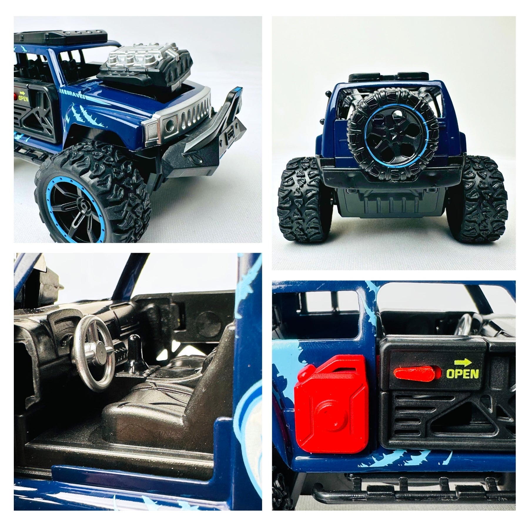 1:32 Die Cast Off Road Monster Car With Metal Body - 4 Seater | Blue