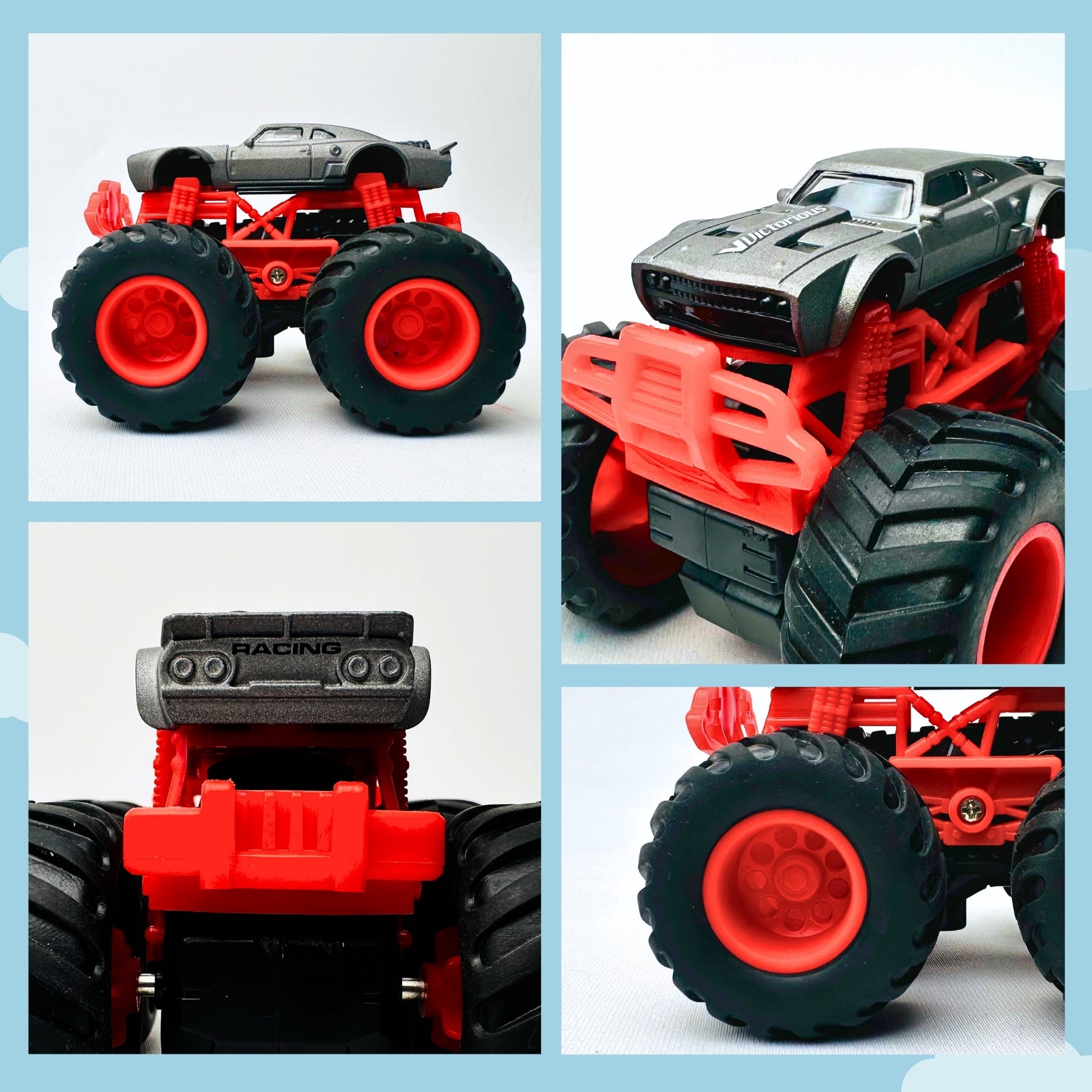 1:64 Die-Cast Off Road Monster Car With Metal Body | Grey/Red