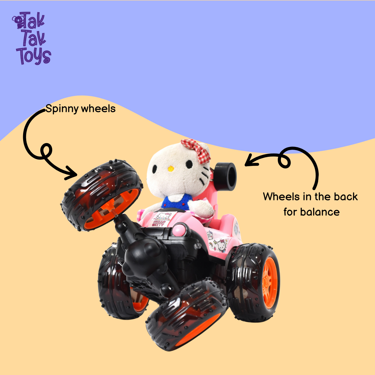 Tak Tak Toys Hello Kitty Spin RC Car with Lights & Sound For Kids