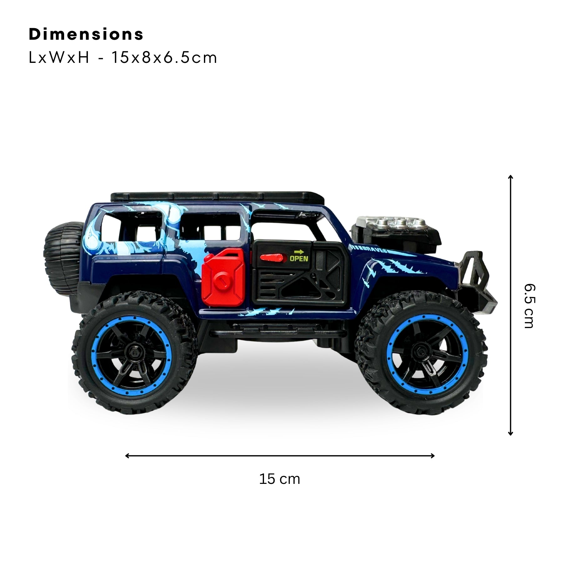 1:32 Die Cast Off Road Monster Car With Metal Body - 4 Seater | Blue