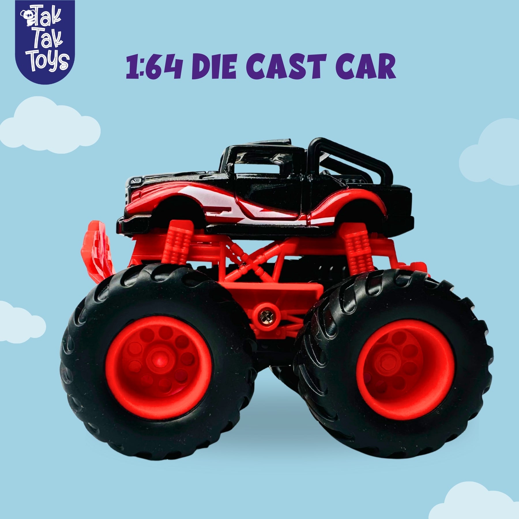 1:64 Die-Cast Off Road Monster Car With Metal Body | Black/Red