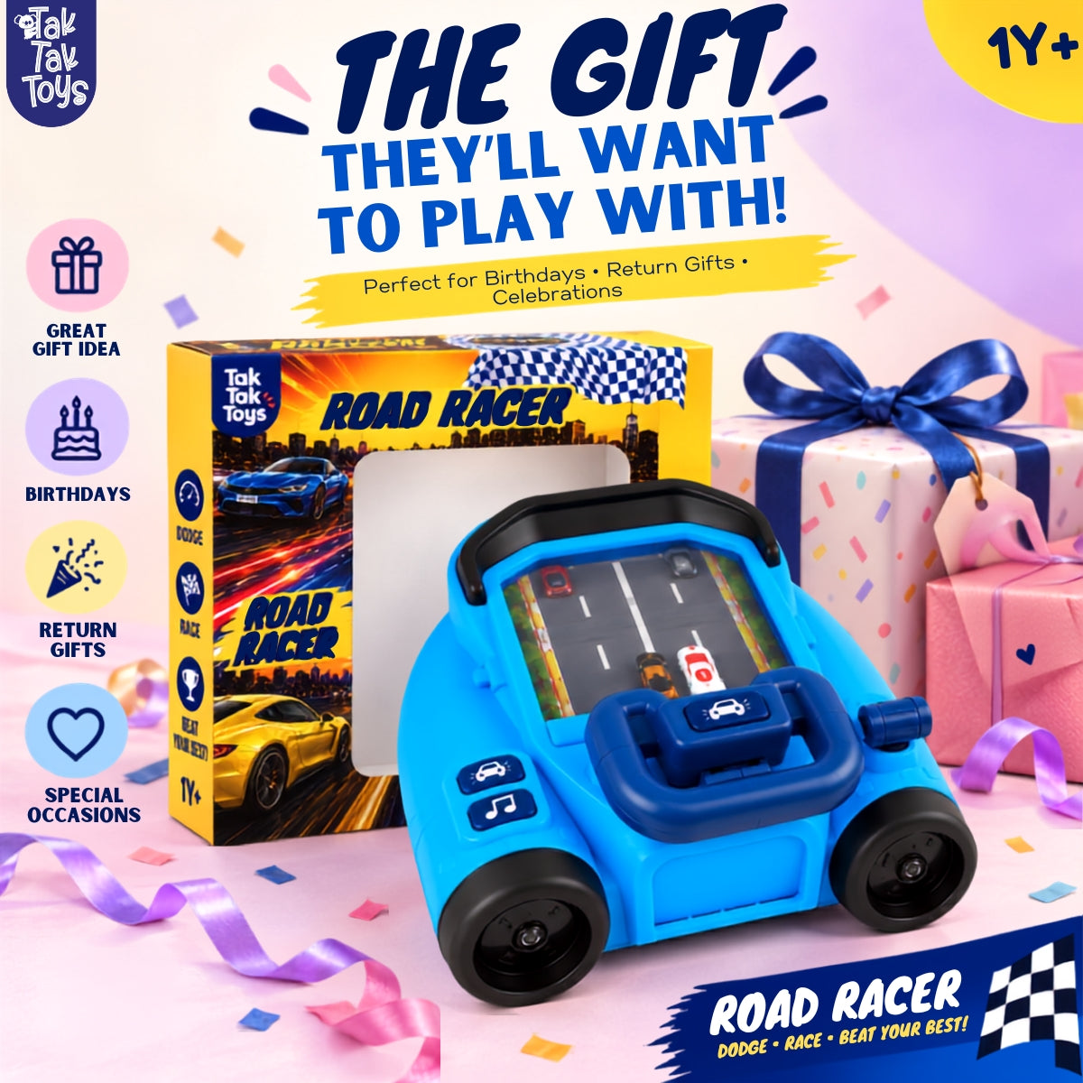 Road Racer - Steering Wheel Racing Toy, Ages 1+ Years