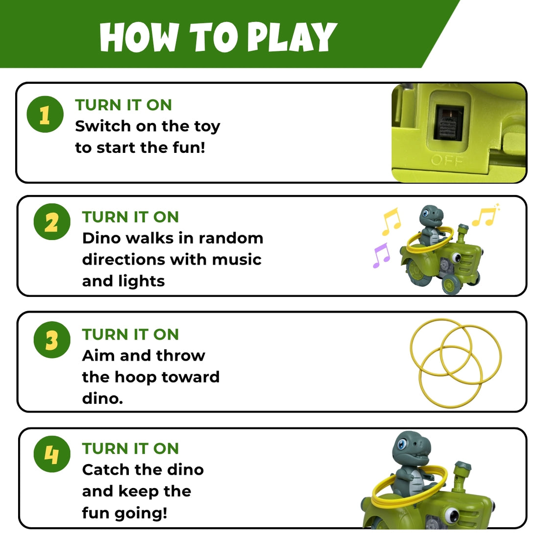 Dino Tractor - Interactive Toy with Ring Toss Game, Ages 1+ Years