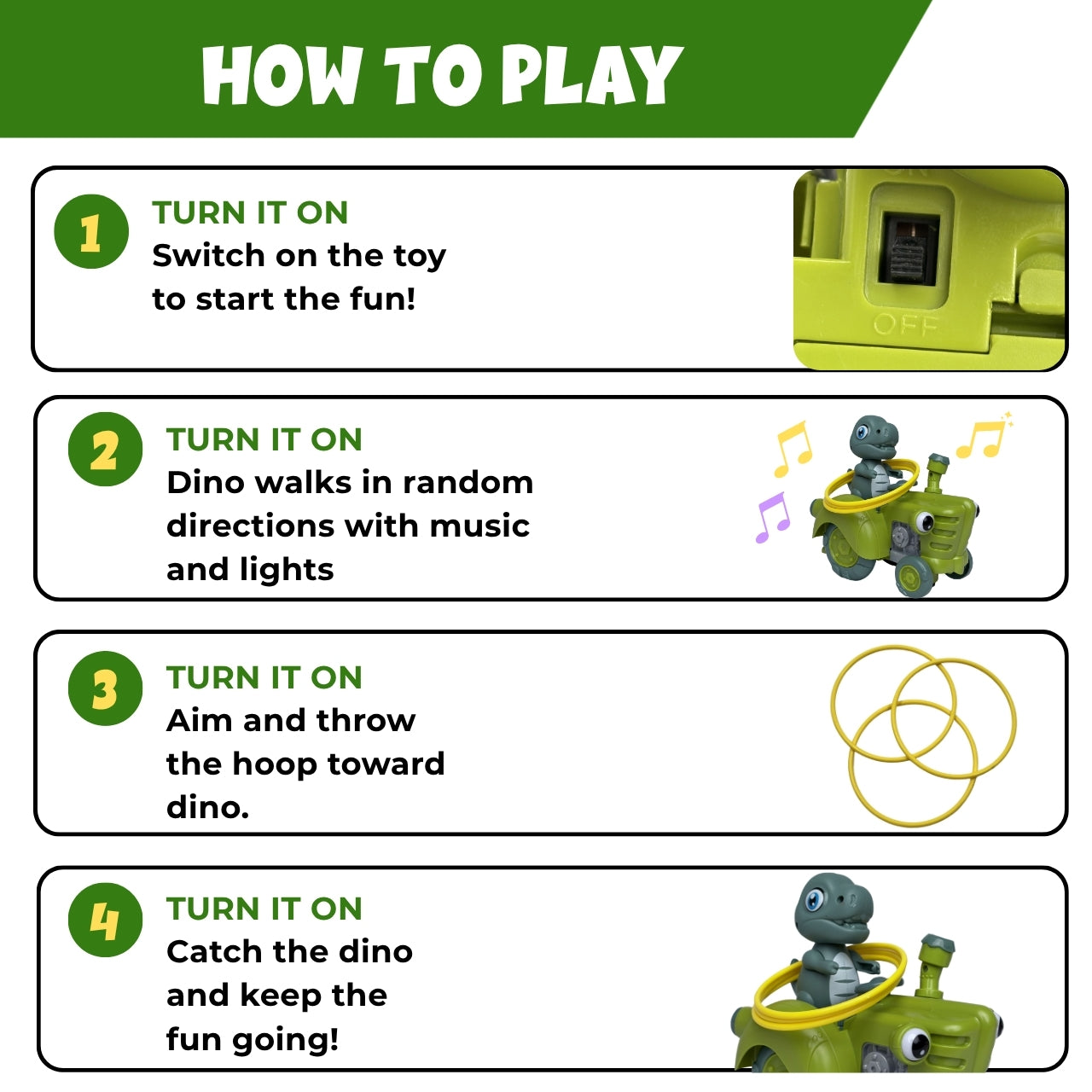 Dino Tractor - Interactive Toy with Ring Toss Game, Ages 1+ Years