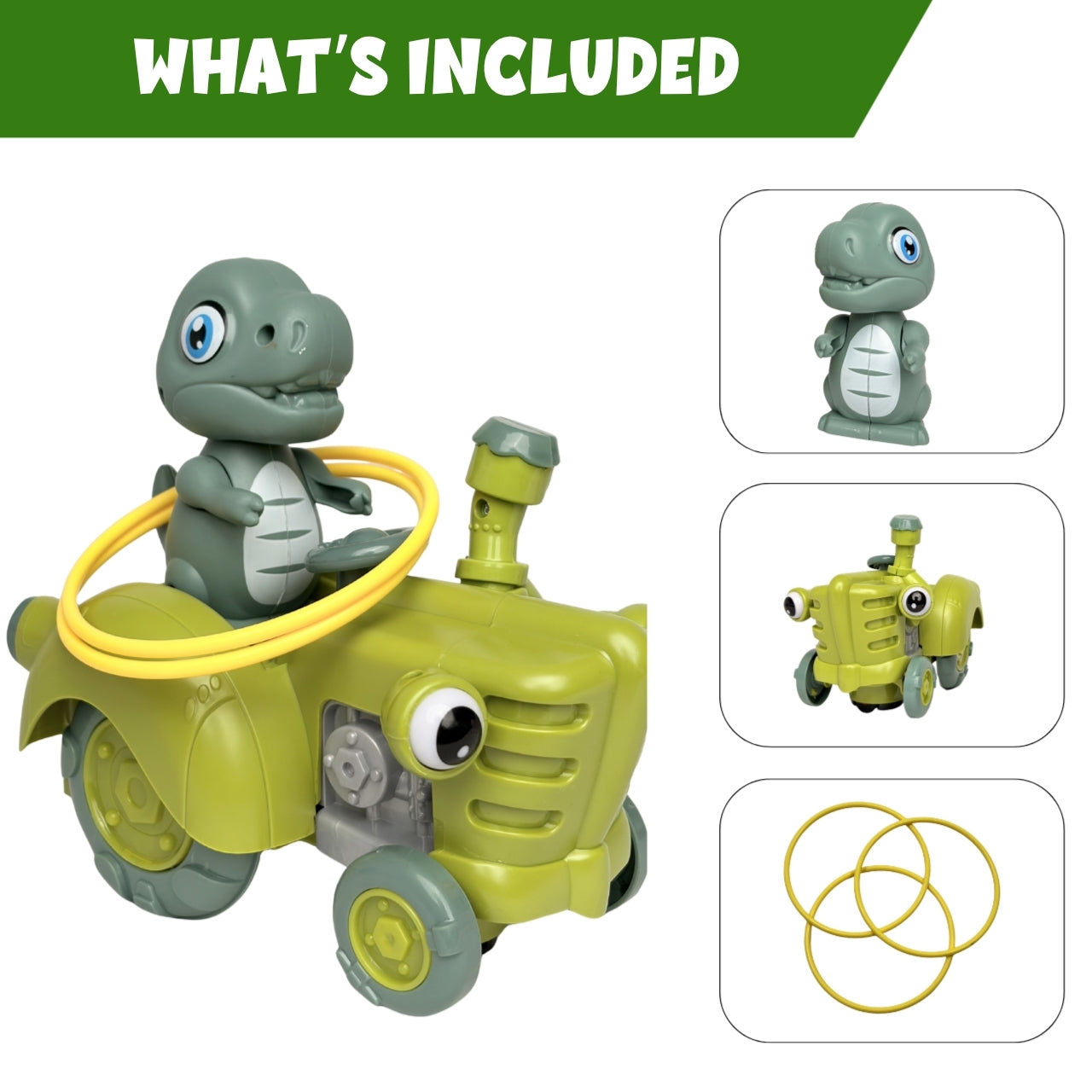 Dino Tractor - Interactive Toy with Ring Toss Game, Ages 1+ Years