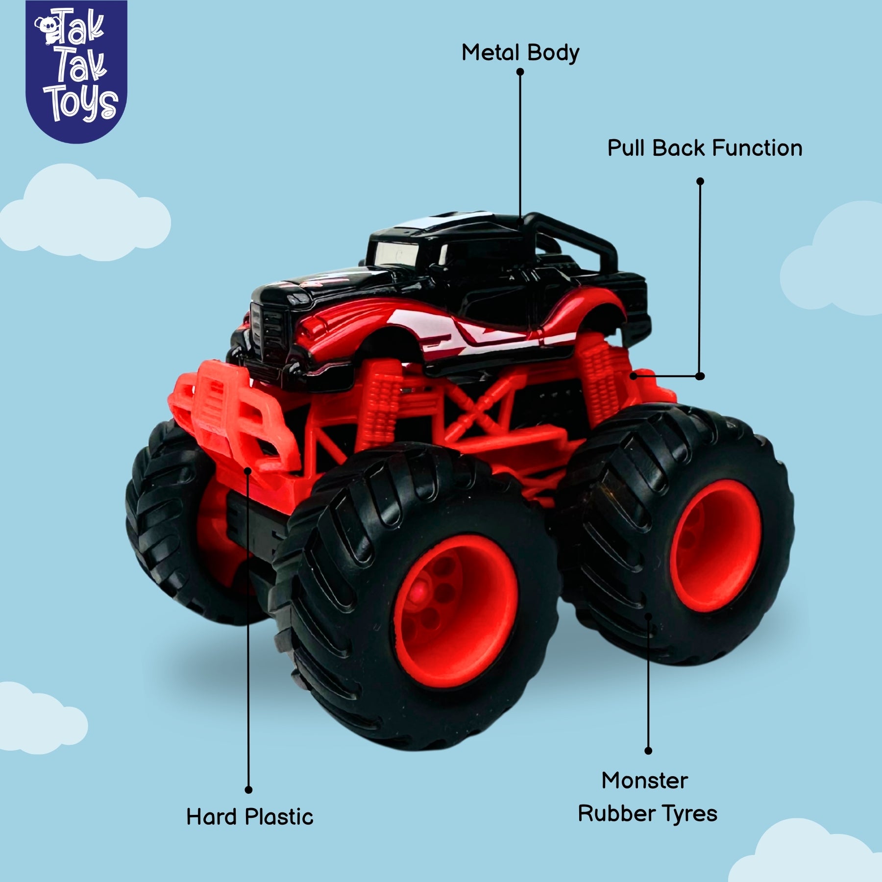 1:64 Die-Cast Off Road Monster Car With Metal Body | Black/Red
