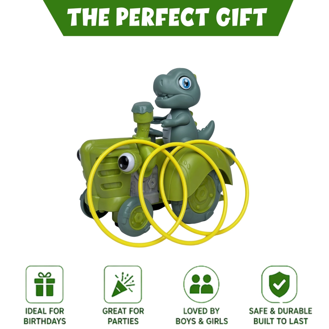 Dino Tractor - Interactive Toy with Ring Toss Game, Ages 1+ Years