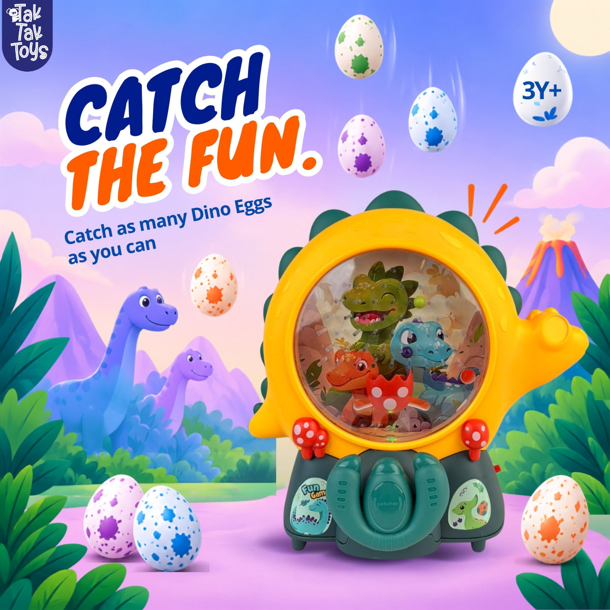 Dino Catch - Egg Catching Game, Ages 3+ Years