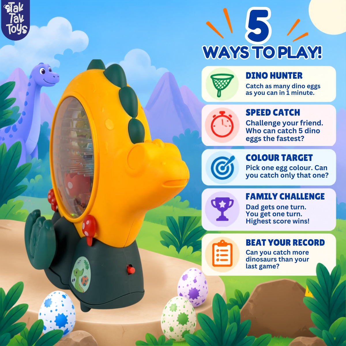 Dino Catch - Egg Catching Game, Ages 3+ Years