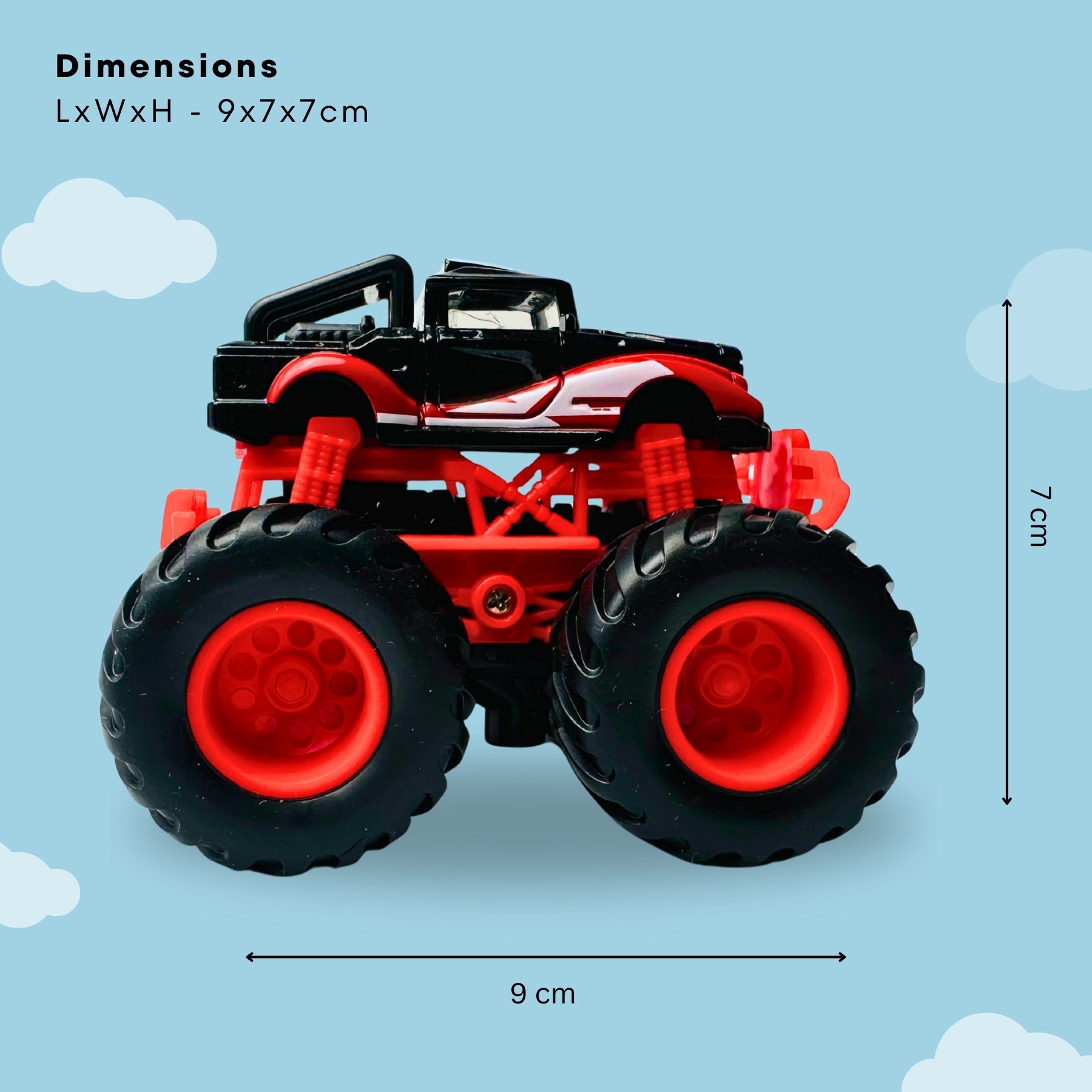 1:64 Die-Cast Off Road Monster Car With Metal Body | Black/Red