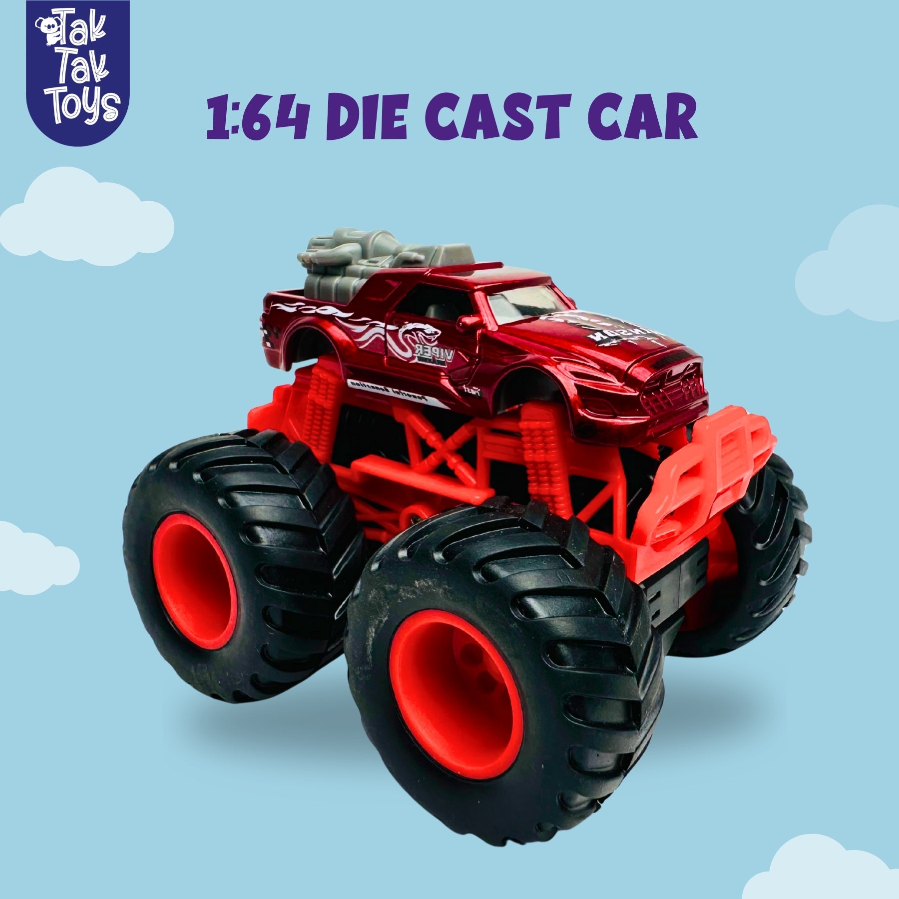 1:64 Die-Cast Off Road Monster Car With Metal Body | Red