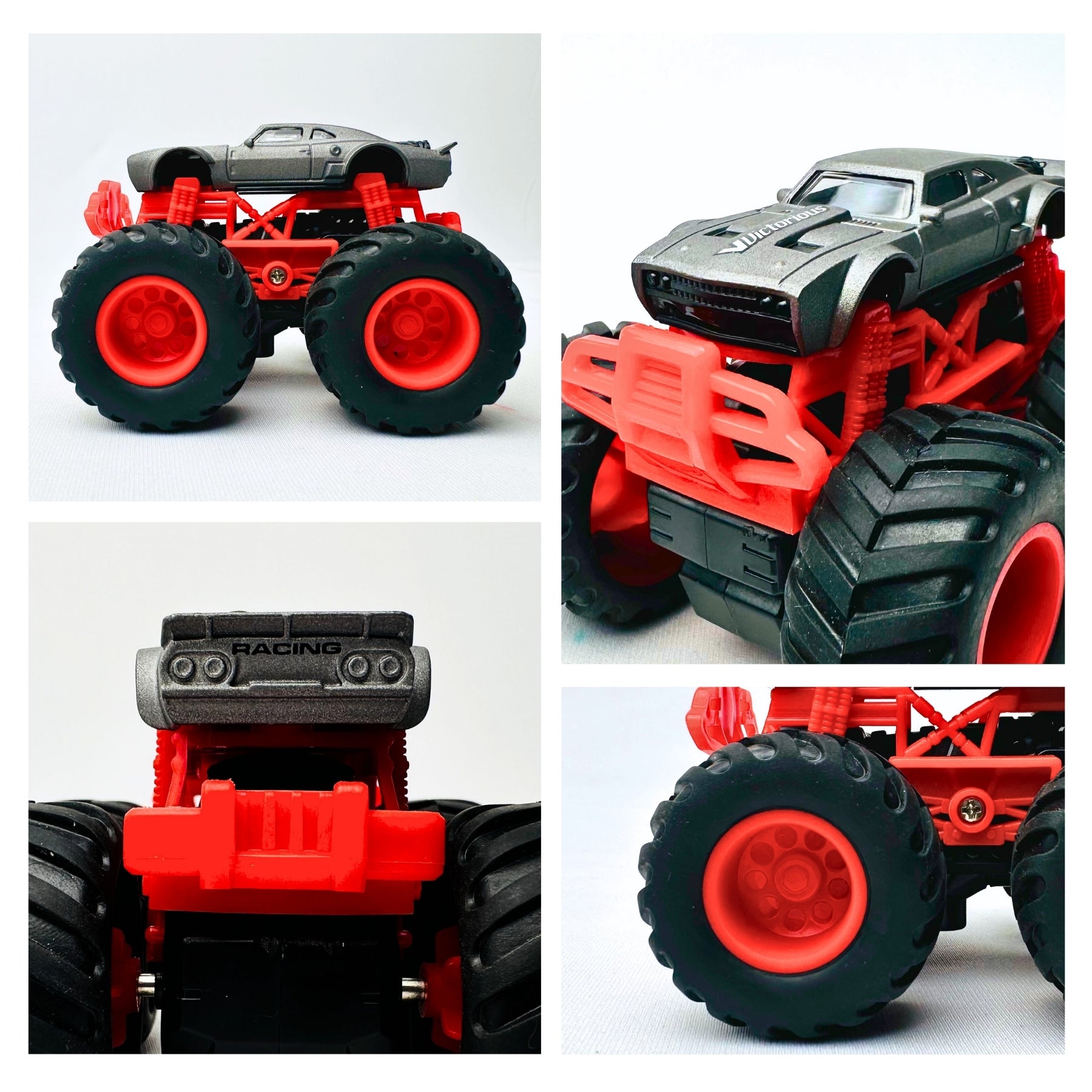 1:64 Die Cast Off Road Monster Car With Metal Body | Grey/Red