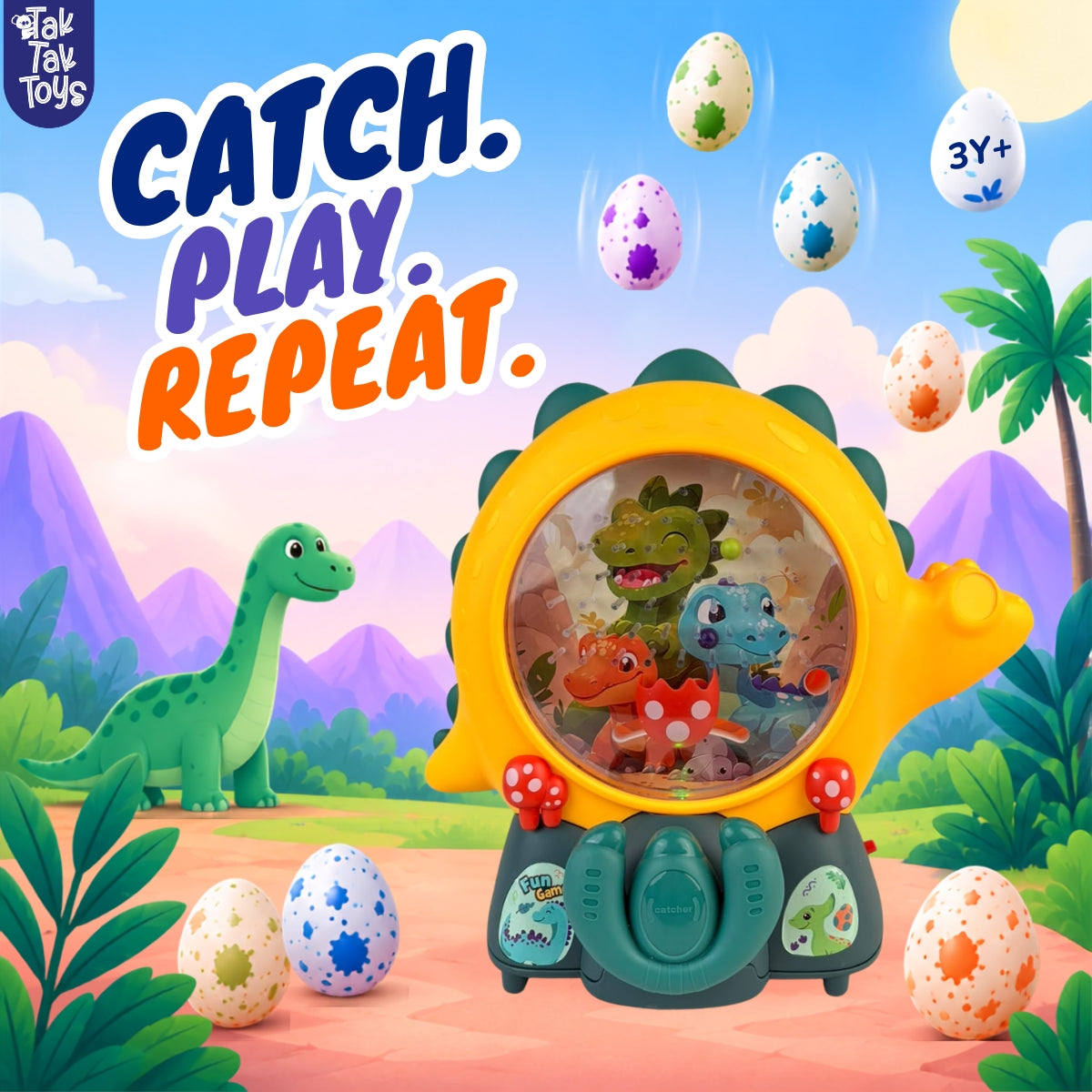 Dino Catch - Egg Catching Game, Ages 3+ Years