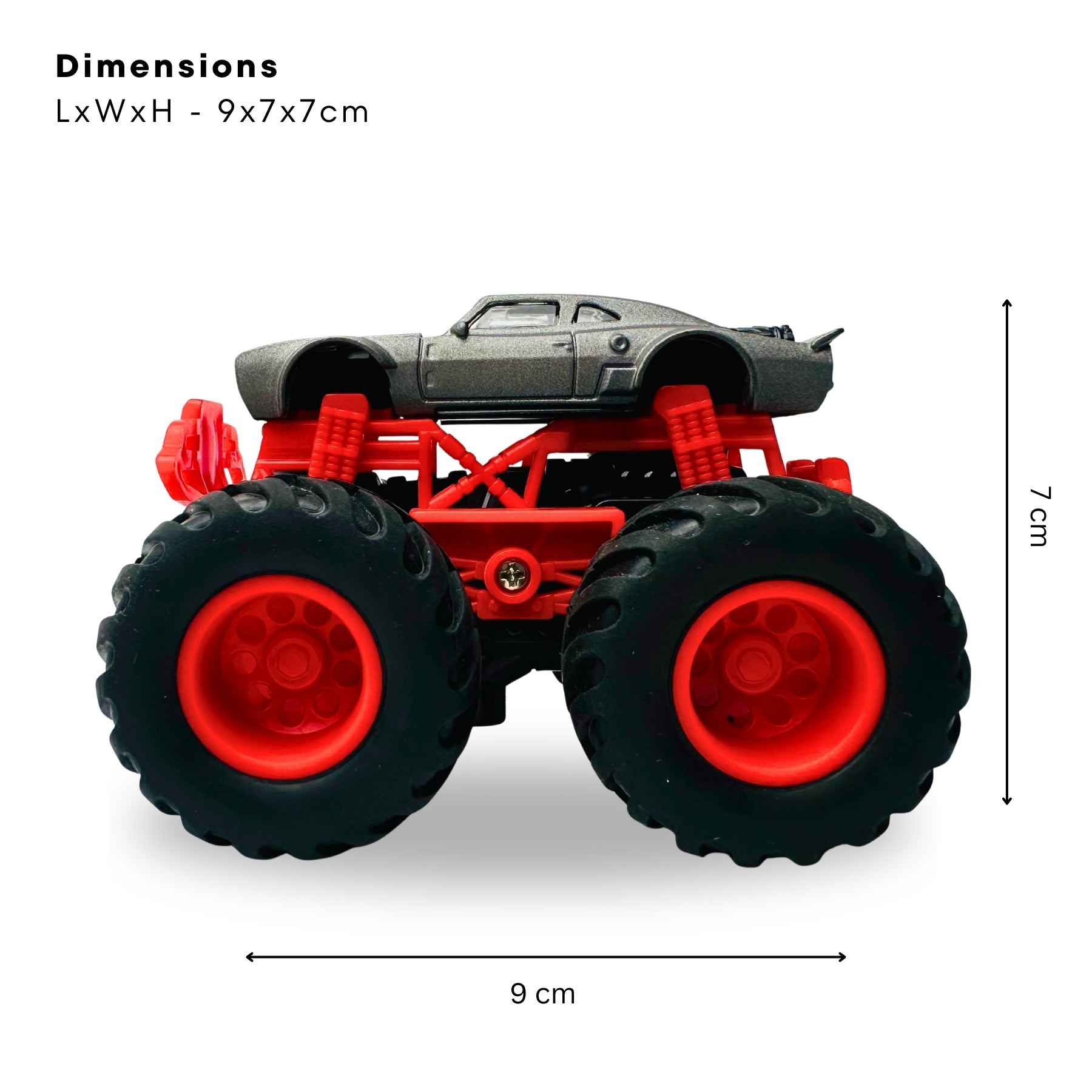 1:64 Die Cast Off Road Monster Car With Metal Body | Grey/Red