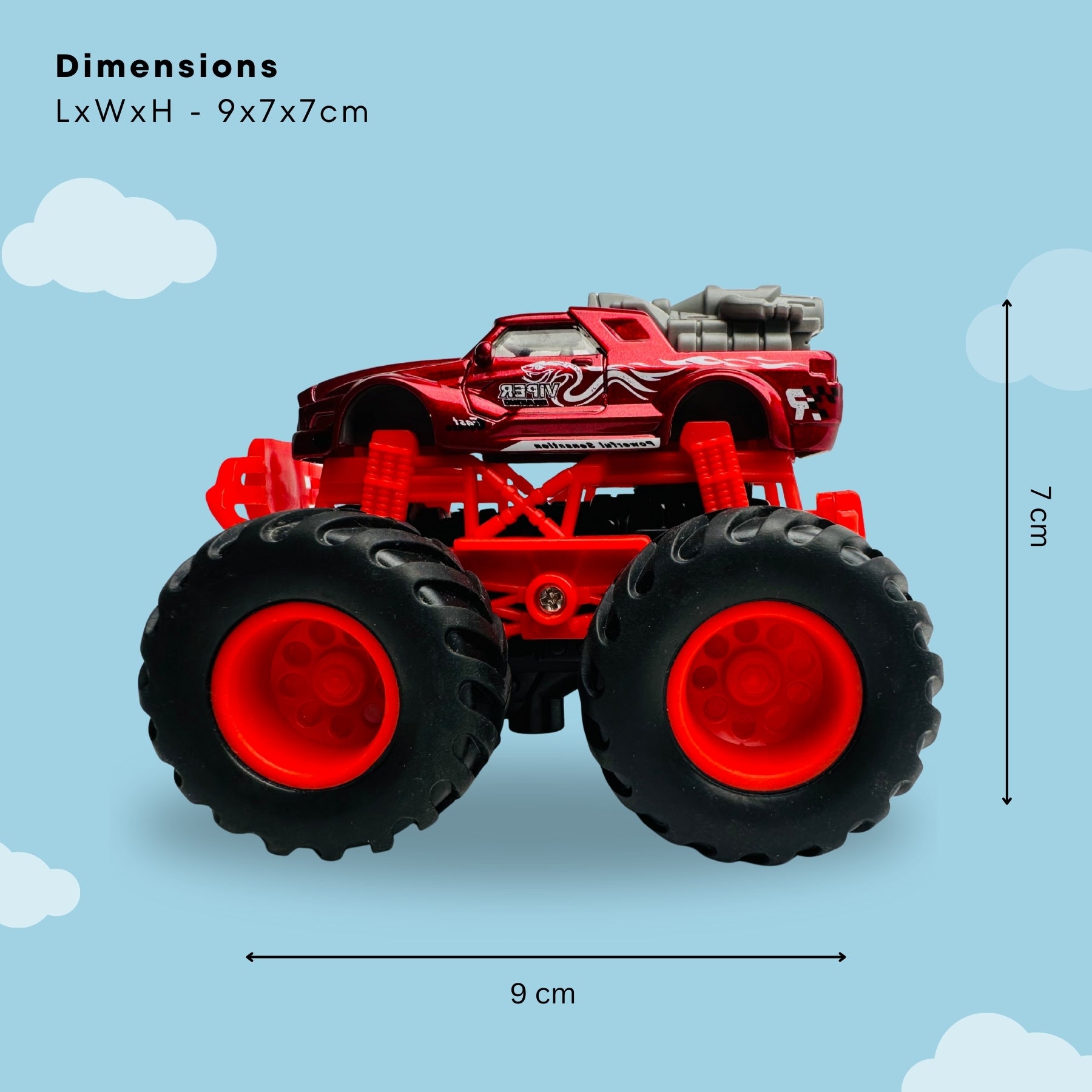 1:64 Die-Cast Off Road Monster Car With Metal Body | Red