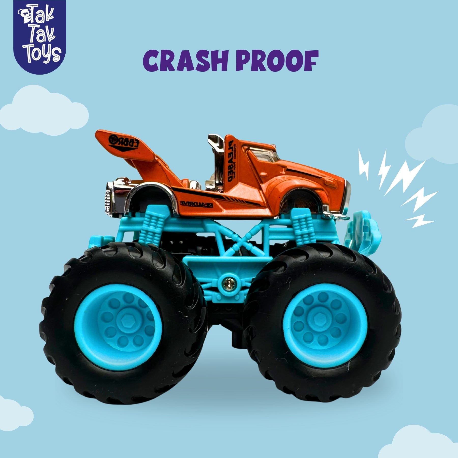 1:64 Die-Cast Off Road Monster Car With Metal Body | Orange/Blue