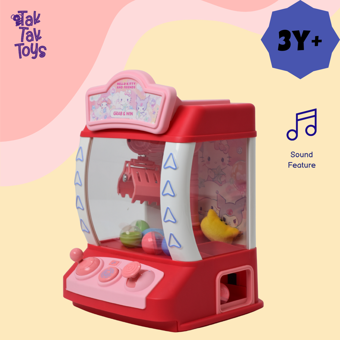 Tak Tak Toys Hello Kitty Mini Claw Machine for Kids | Grab & Win