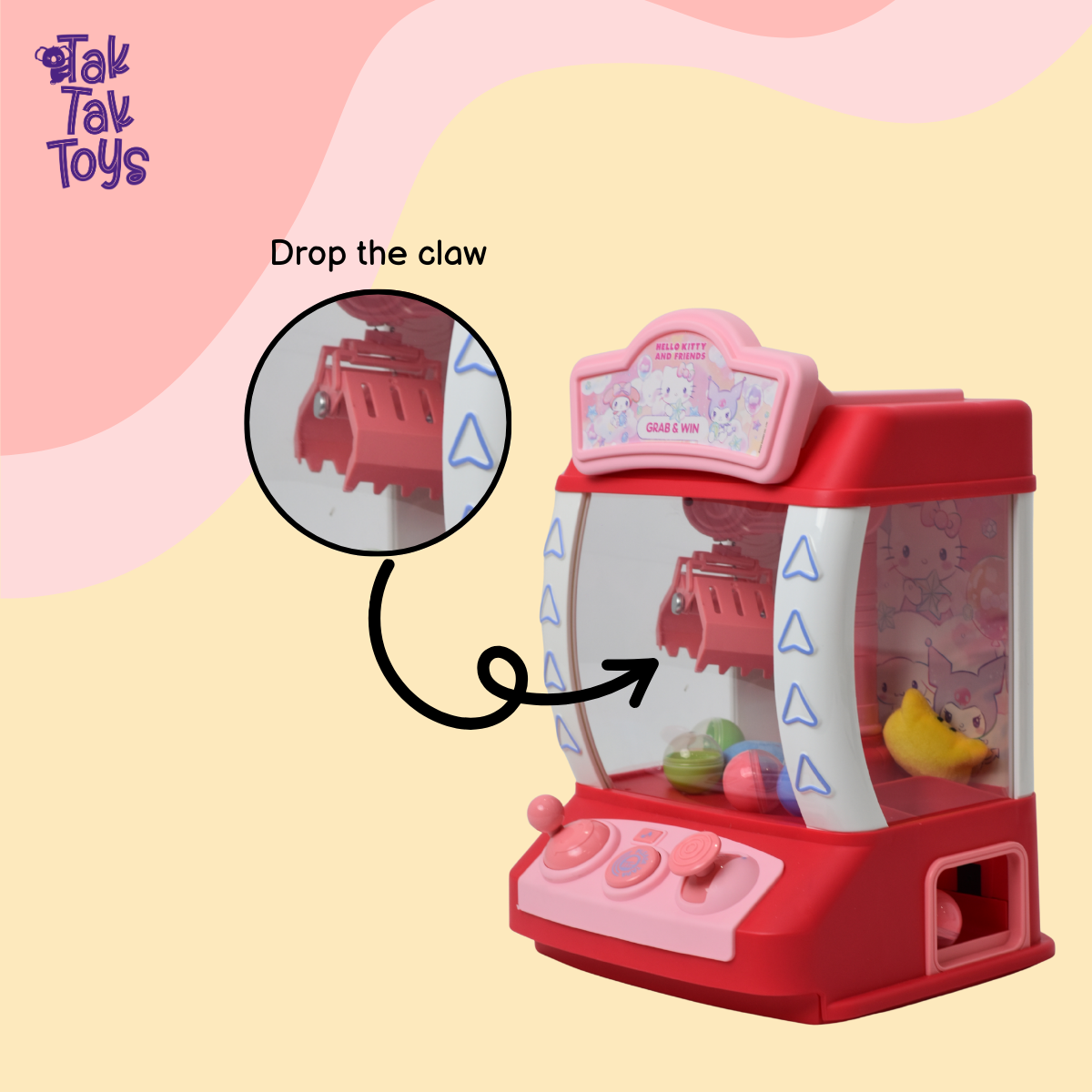 Tak Tak Toys Hello Kitty Mini Claw Machine for Kids | Grab & Win