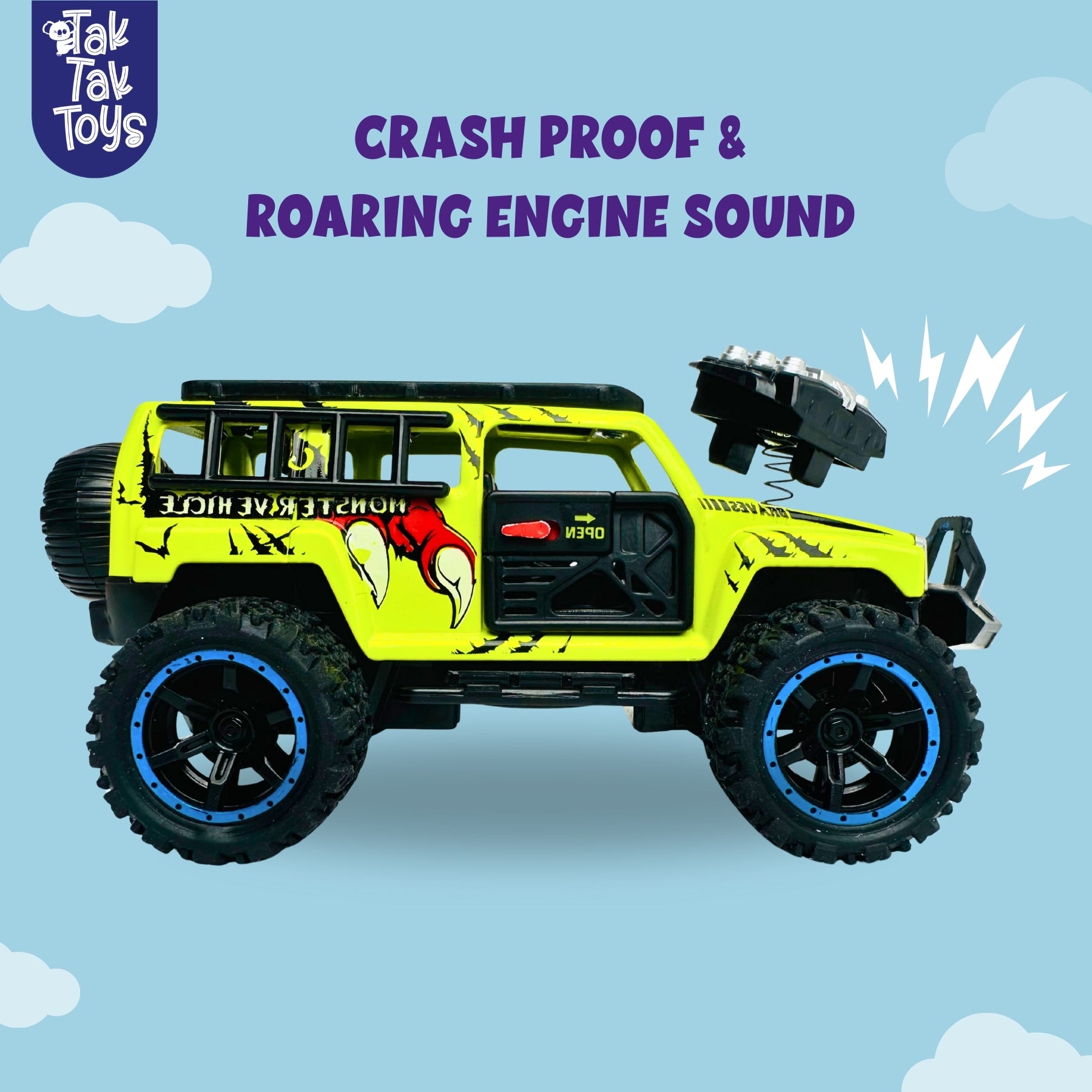 1:32 Die-Cast Off Road Monster Car With Metal Body - 4 Seater | Green