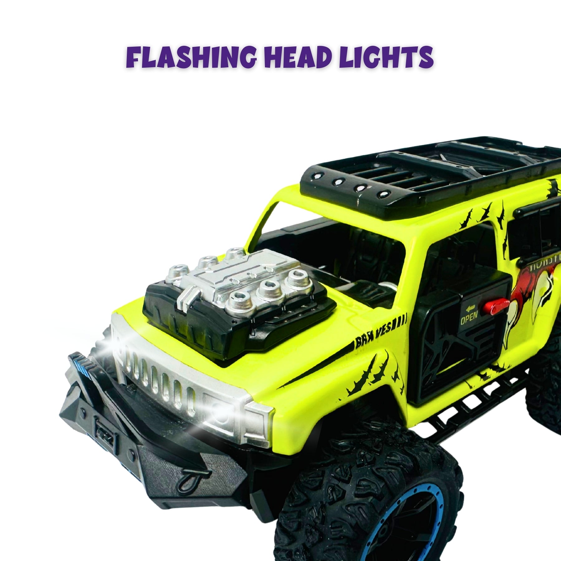 1:32 Die Cast Off Road Monster Car With Metal Body - 4 Seater | Green