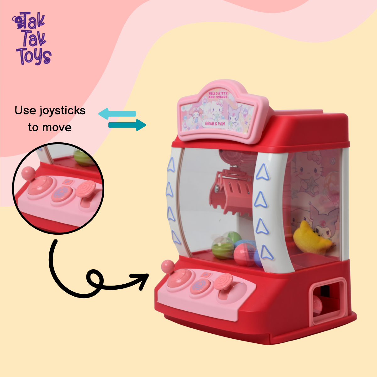 Tak Tak Toys Hello Kitty Mini Claw Machine for Kids | Grab & Win