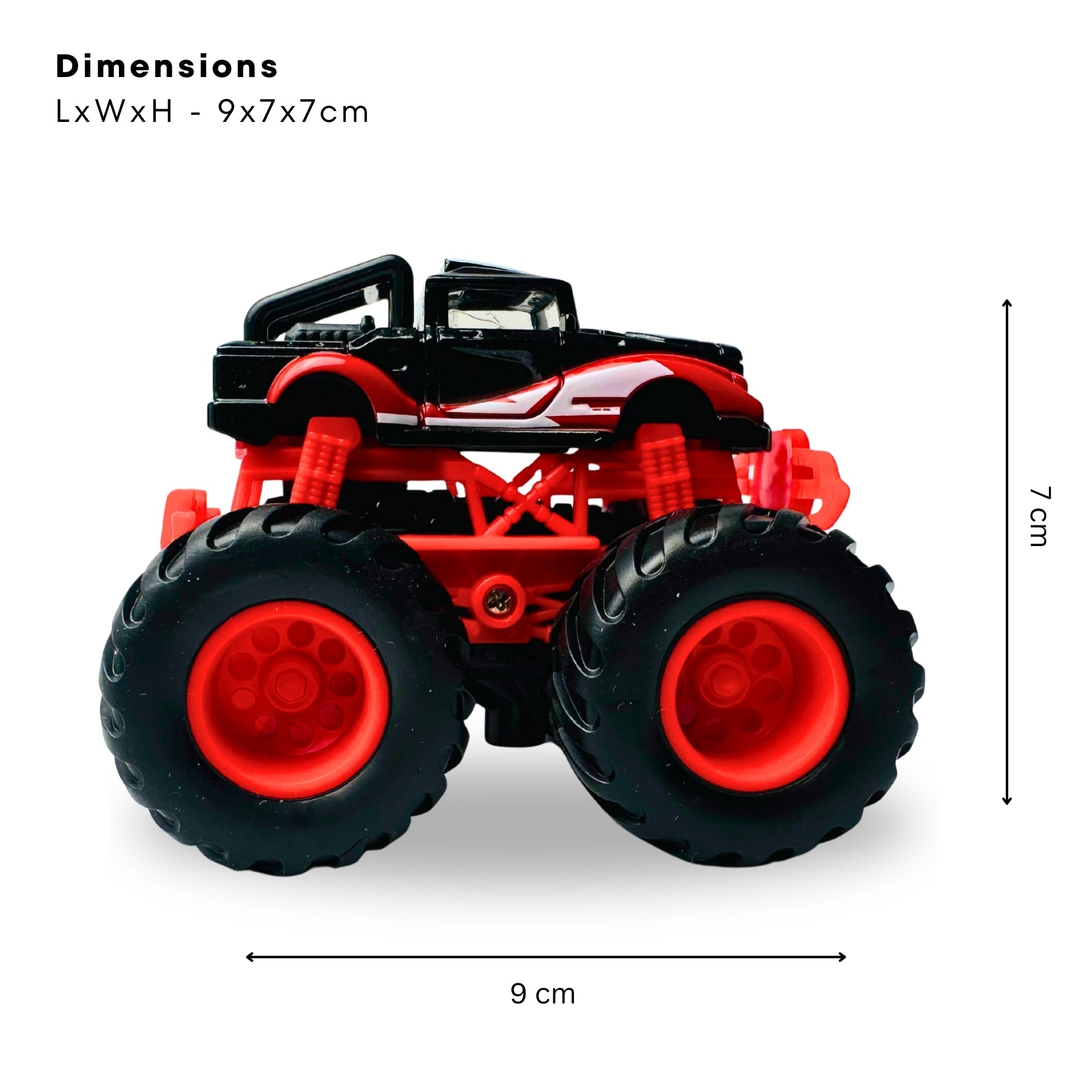1:64 Die Cast Off Road Monster Car With Metal Body | Black/Red