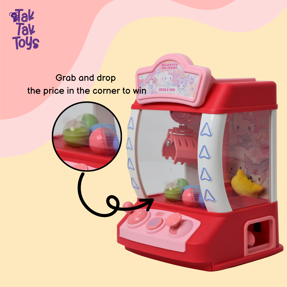 Tak Tak Toys Hello Kitty Mini Claw Machine for Kids | Grab & Win