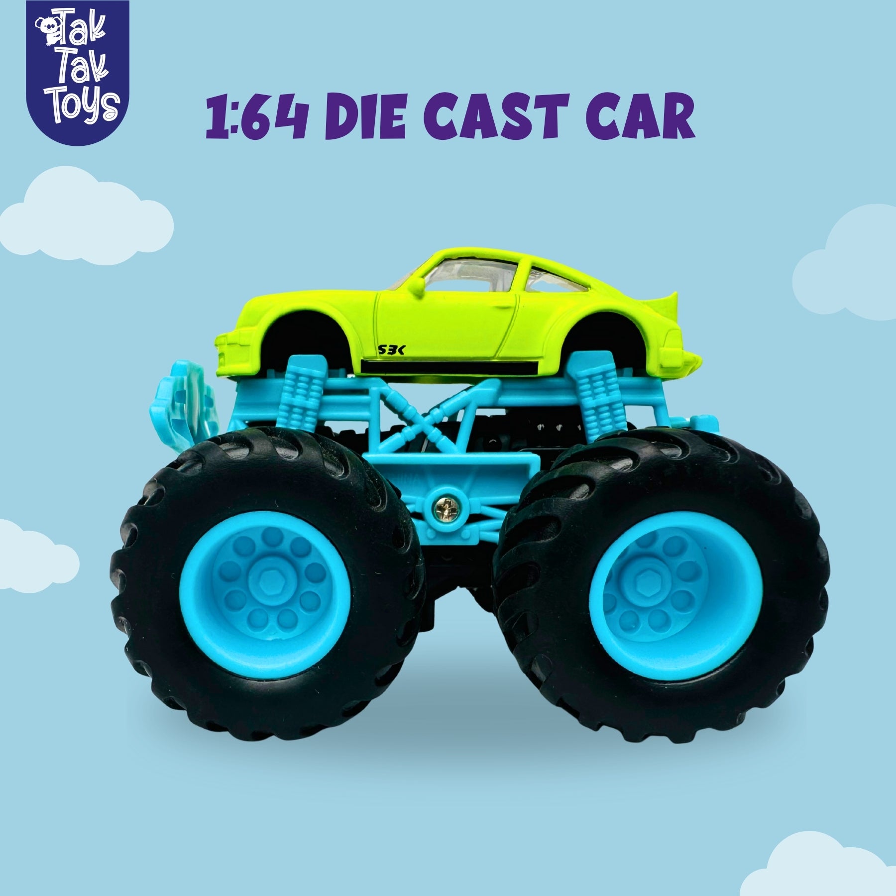 1:64 Die-Cast Off Road Monster Car With Metal Body | Green/Blue