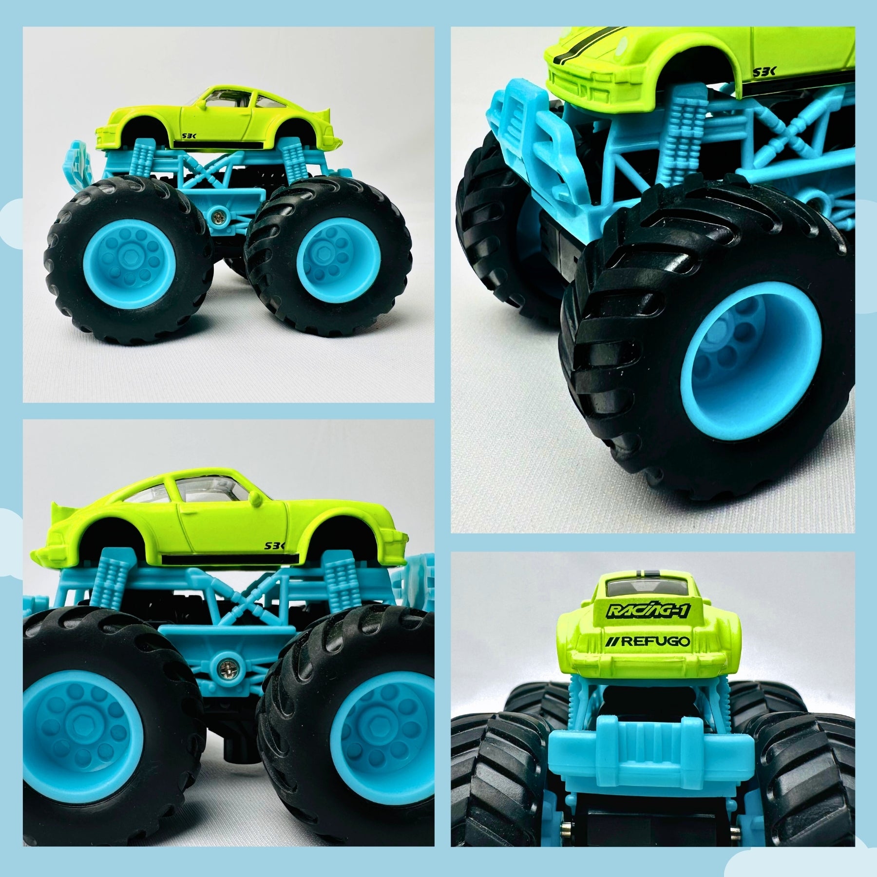 1:64 Die-Cast Off Road Monster Car With Metal Body | Green/Blue